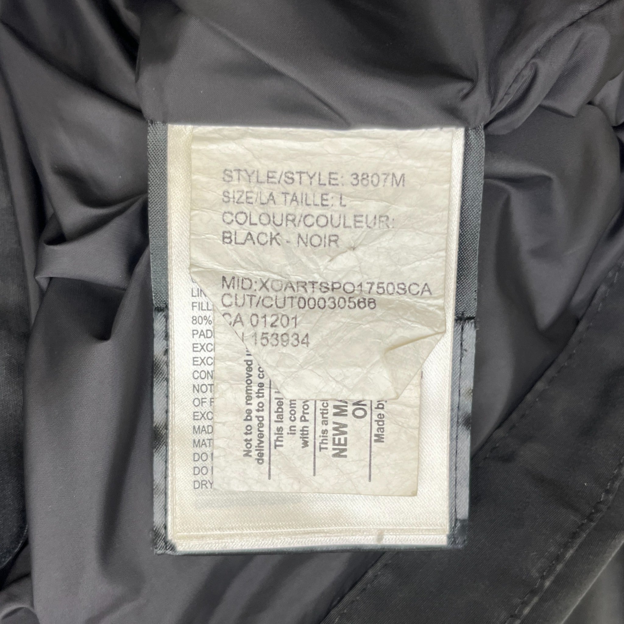 Men's Woolford Down Jacket Black Size L