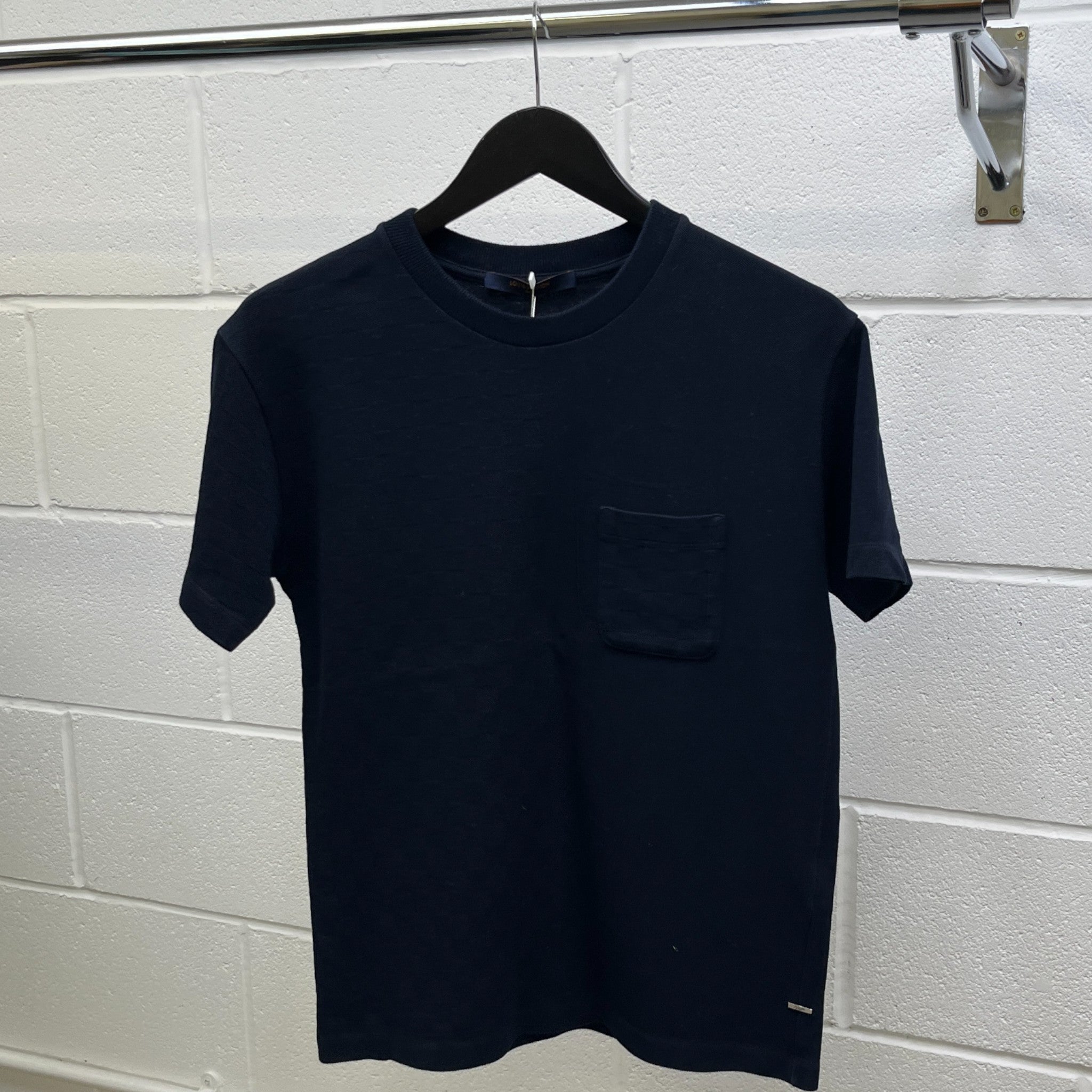 Men's Half Damier Pocket T-Shirt Navy Size XS