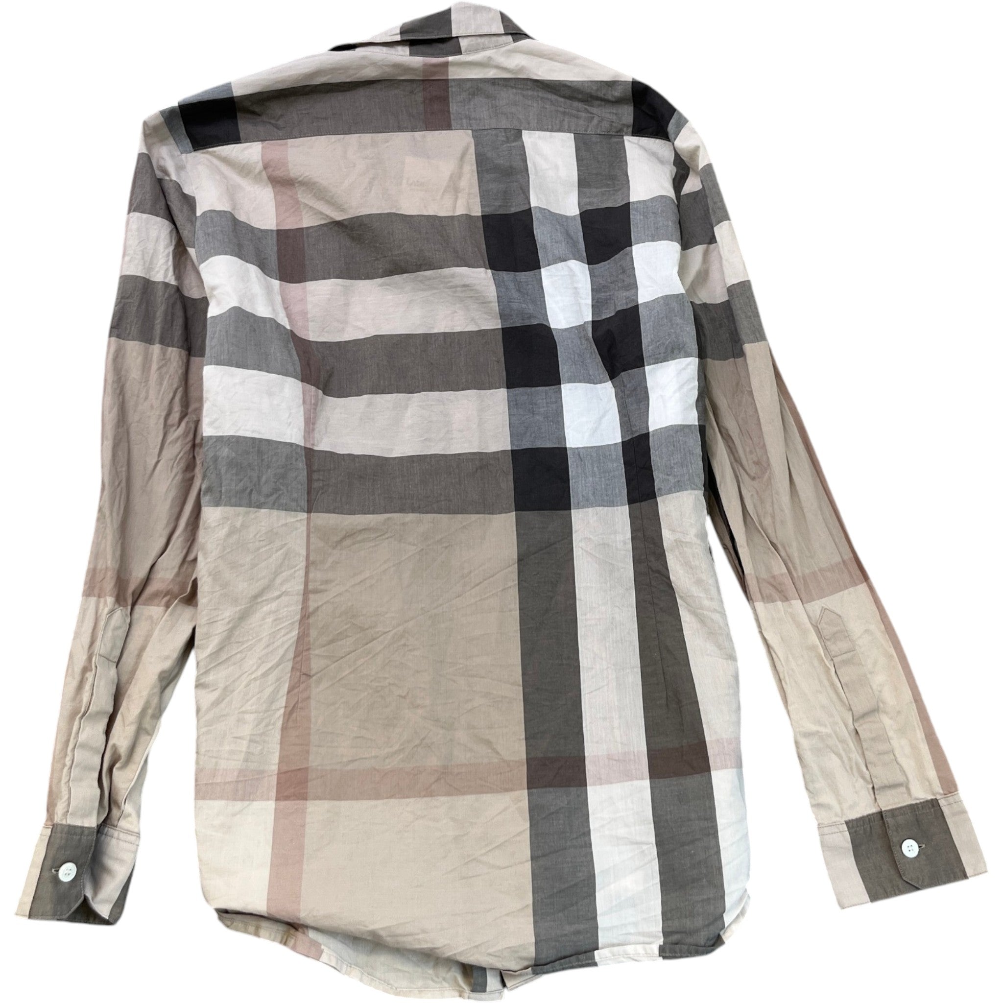 Men's Brit Nova Check Long Sleeve Shirt Beige Size L