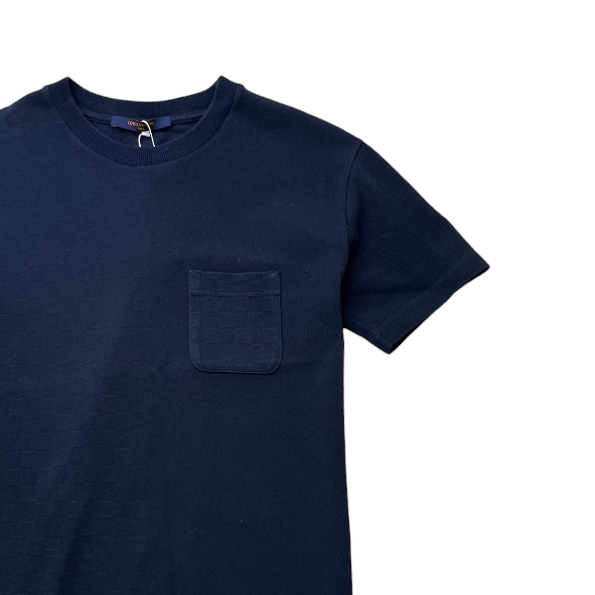 Men's Half Damier Pocket T-Shirt Navy Size XS