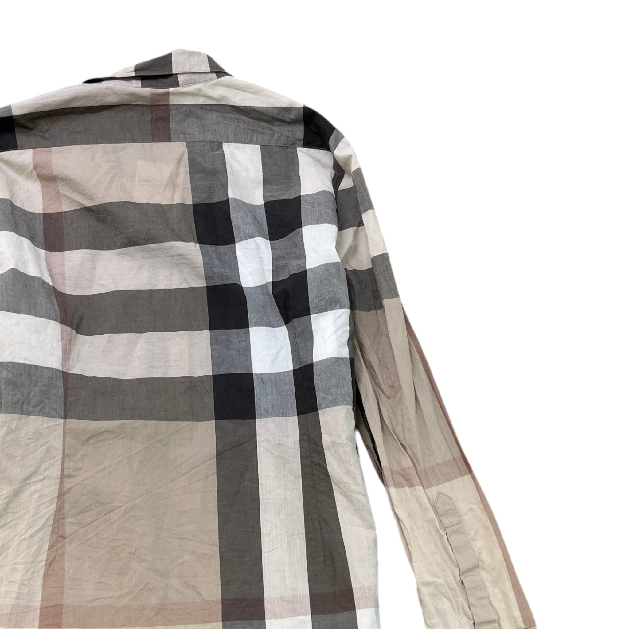 Men's Brit Nova Check Long Sleeve Shirt Beige Size L