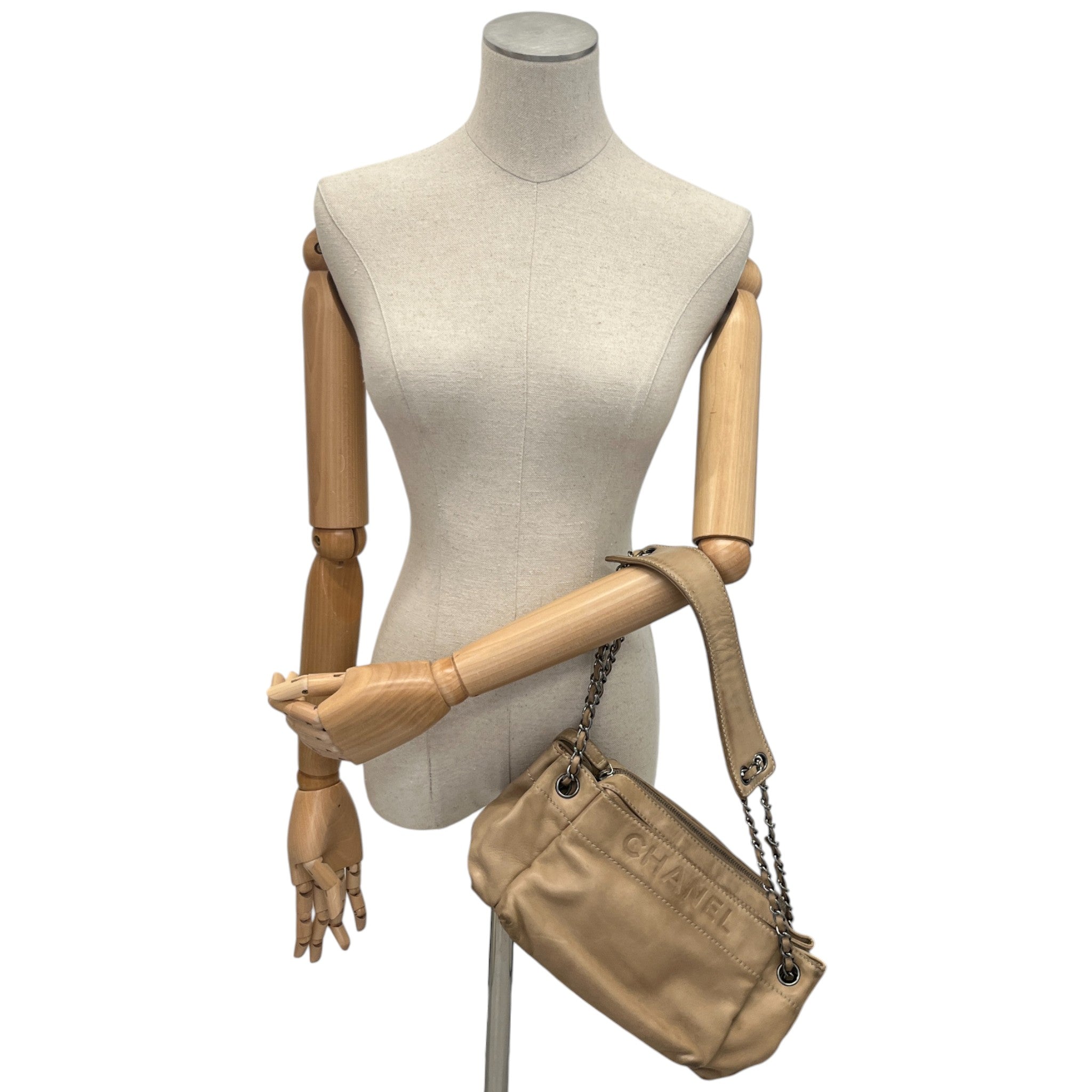 Women's Lax Accordion Handbag Beige