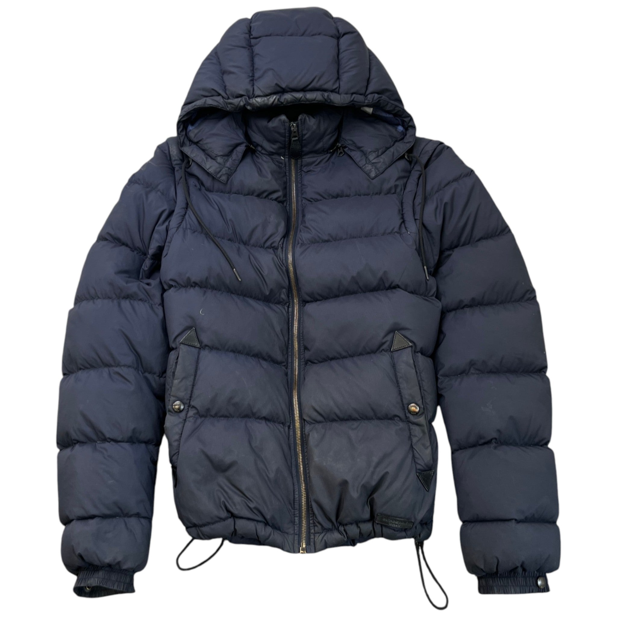 Men's Nova Check Lined Detachable Sleeve Down Jacket Navy Size XS