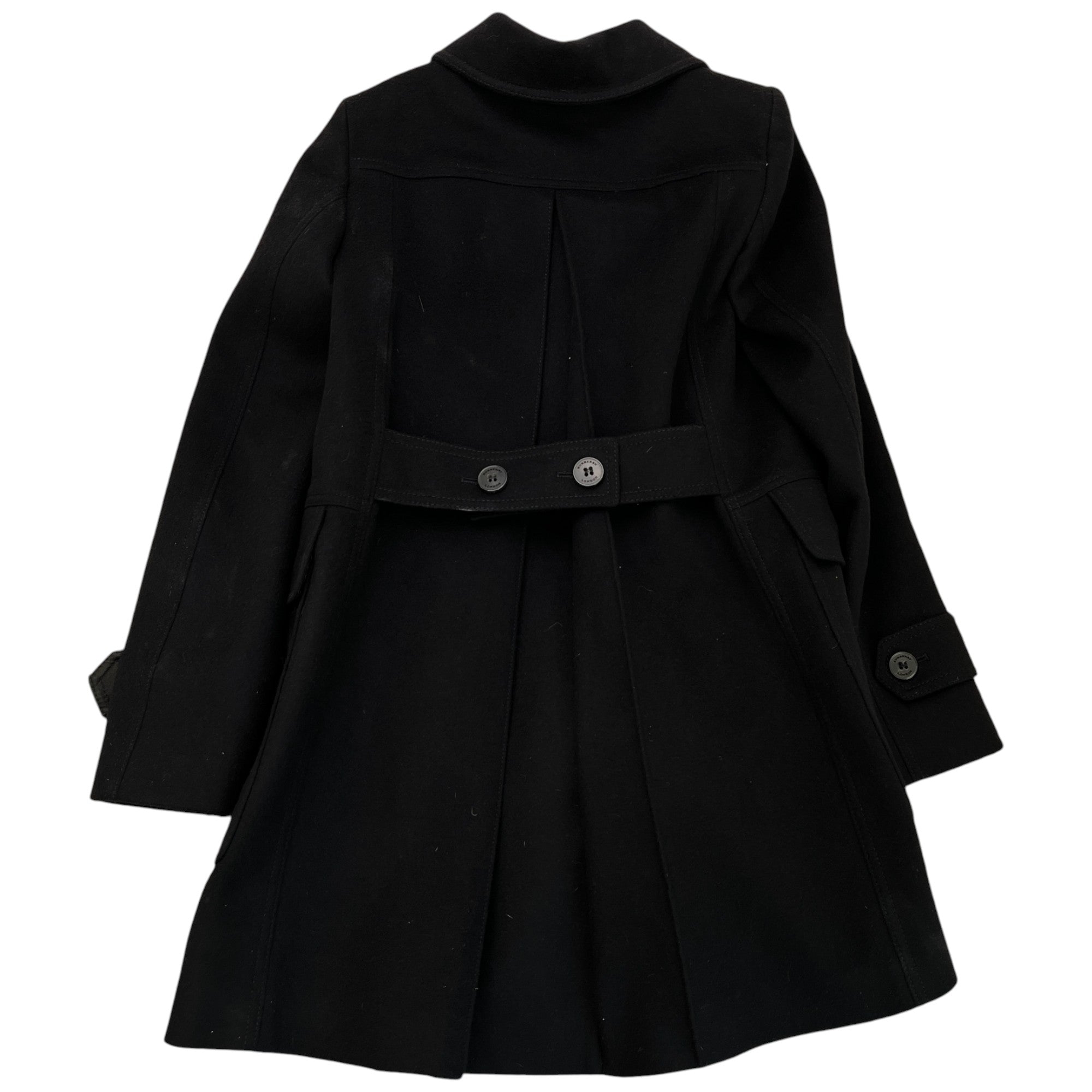 Women's Collared Button Up Pea Jacket Black Size XS