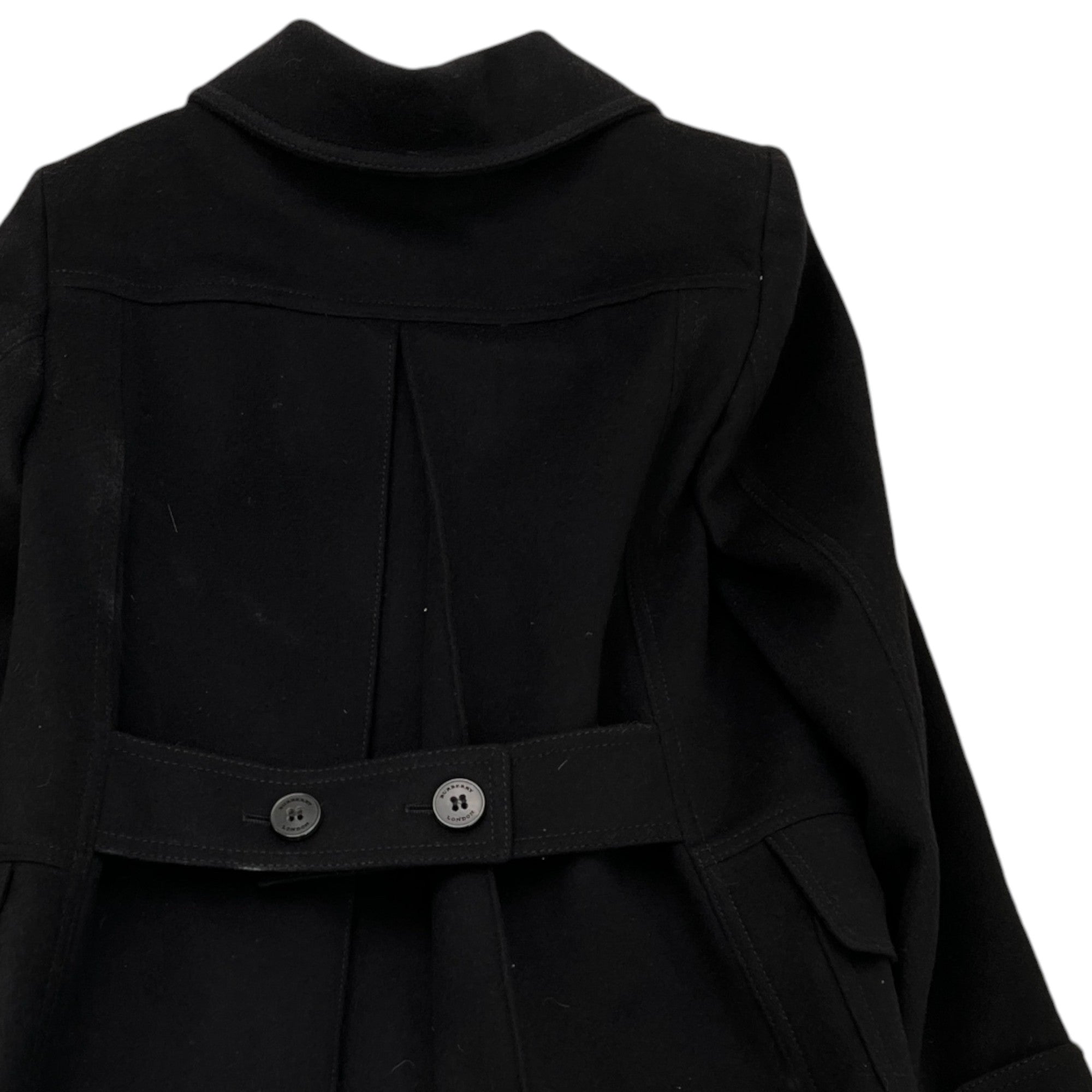 Women's Collared Button Up Pea Jacket Black Size XS