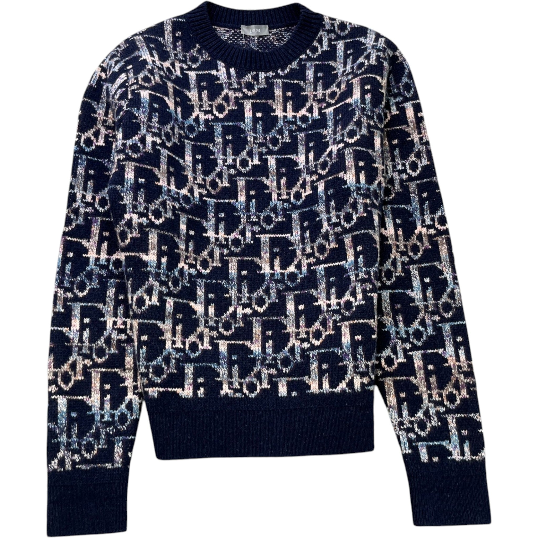 Men's Oblique Jacquard Sweatshirt Navy Size L