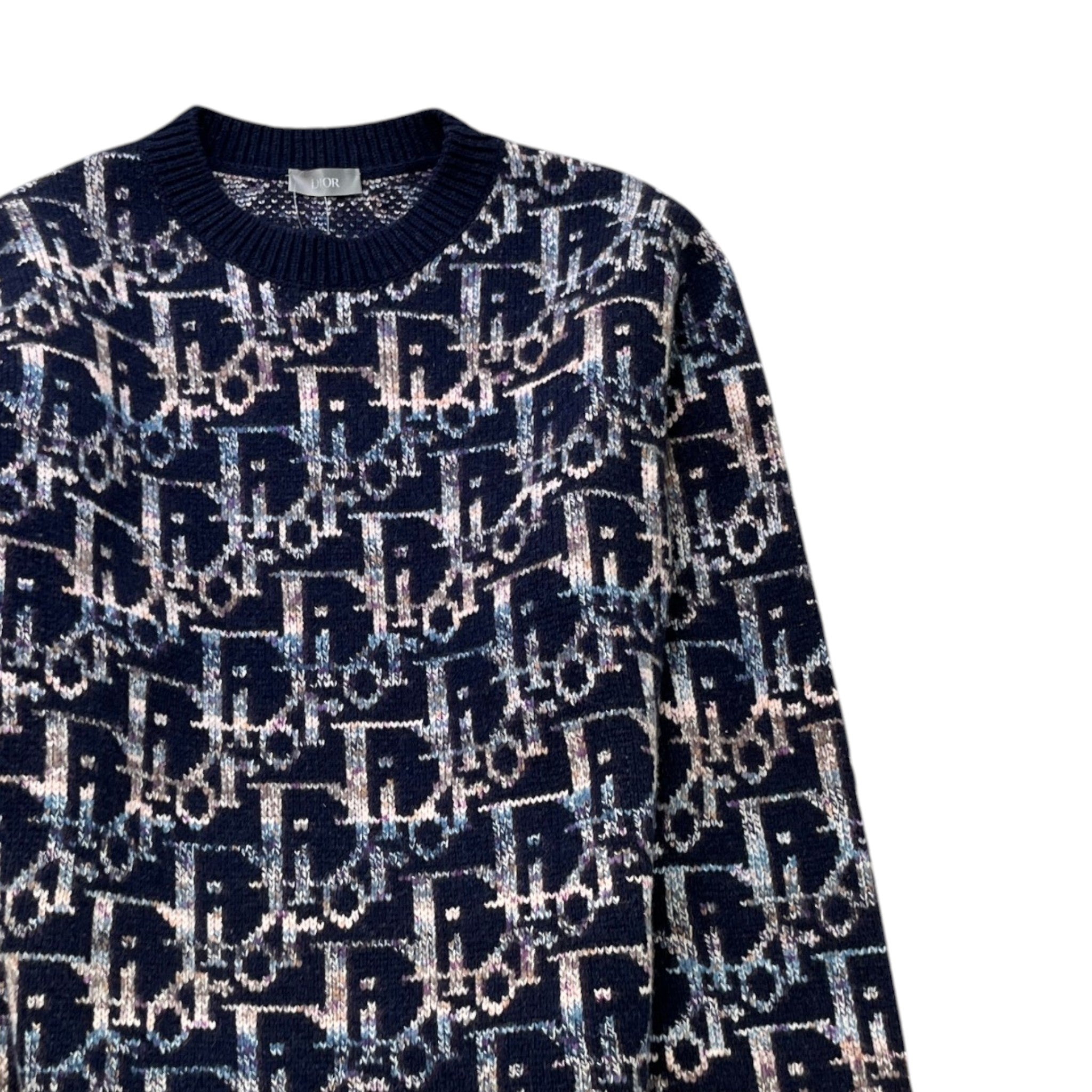 Men's Oblique Jacquard Sweatshirt Navy Size L