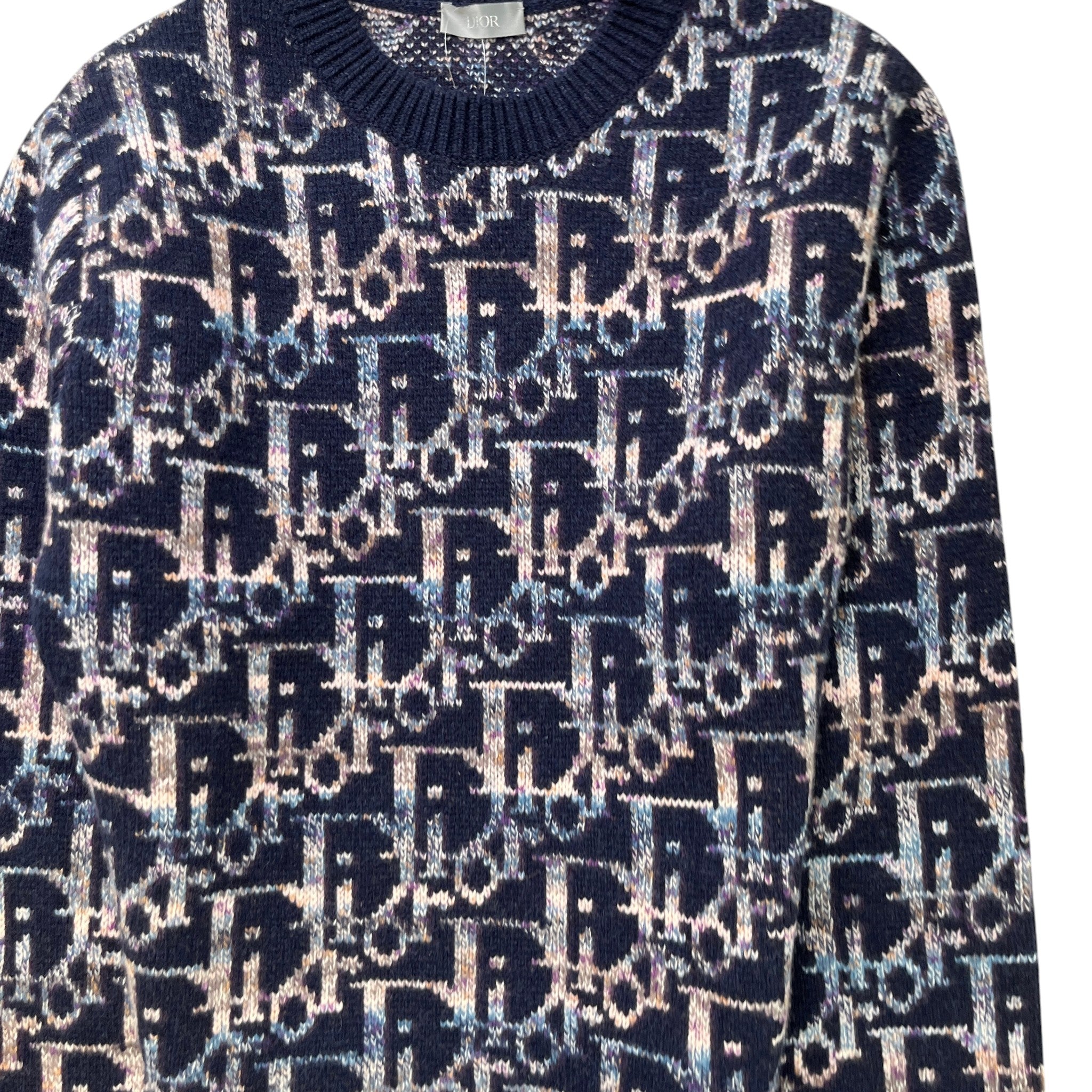 Men's Oblique Jacquard Sweatshirt Navy Size L