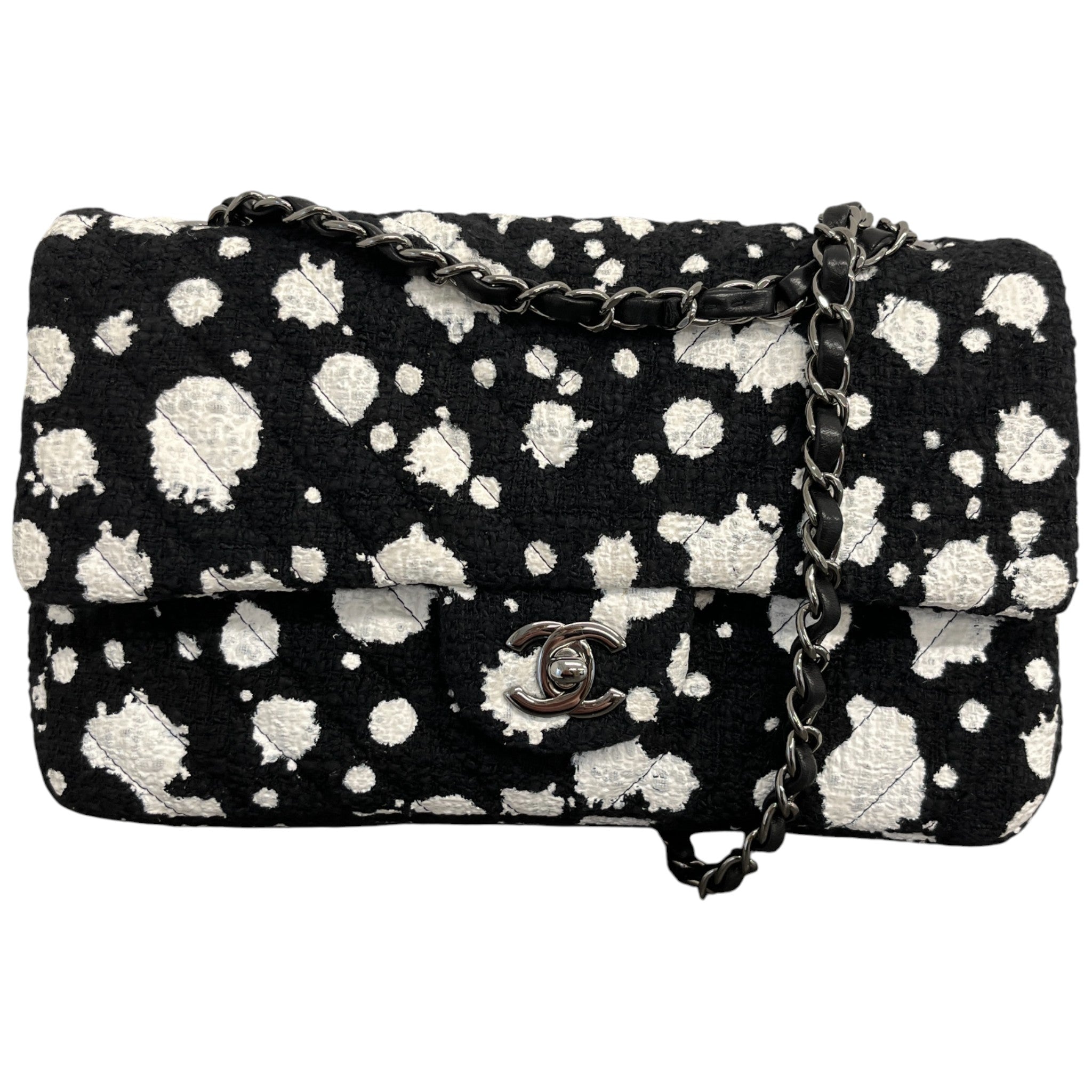 Women's Medium Paint Splatter Flap Bag Black