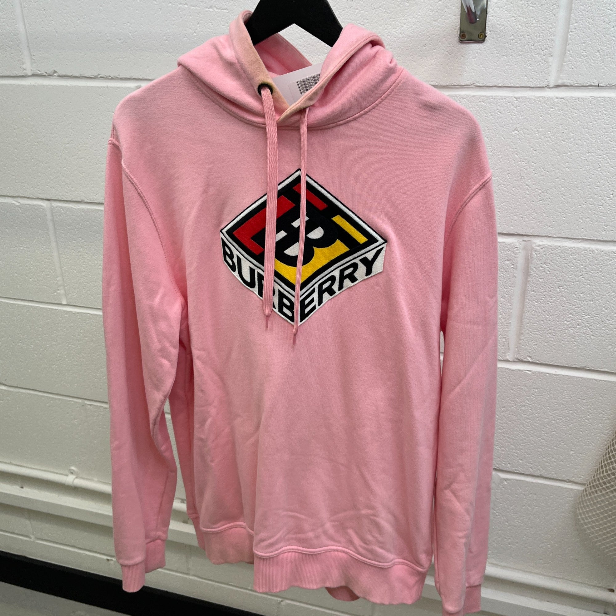 Men's Embroidered Logo Hoodie Pink Size M