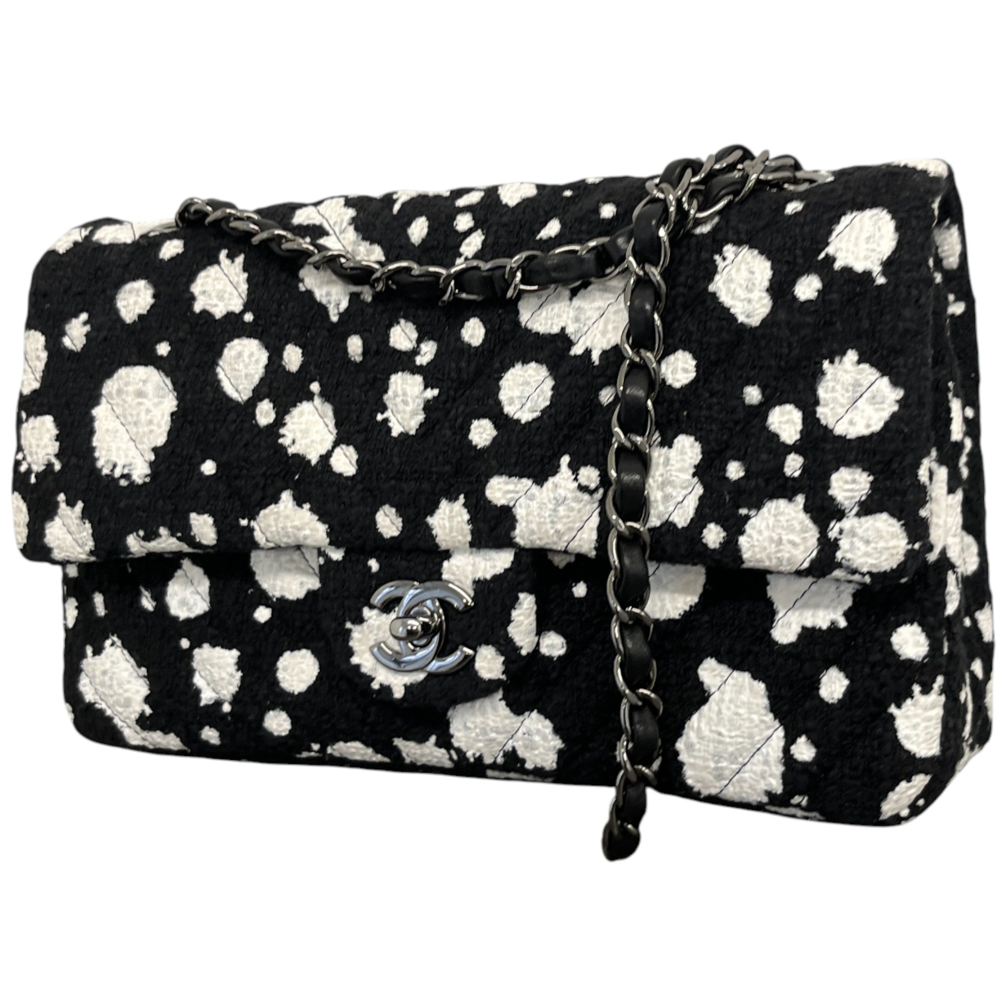 Women's Medium Paint Splatter Flap Bag Black