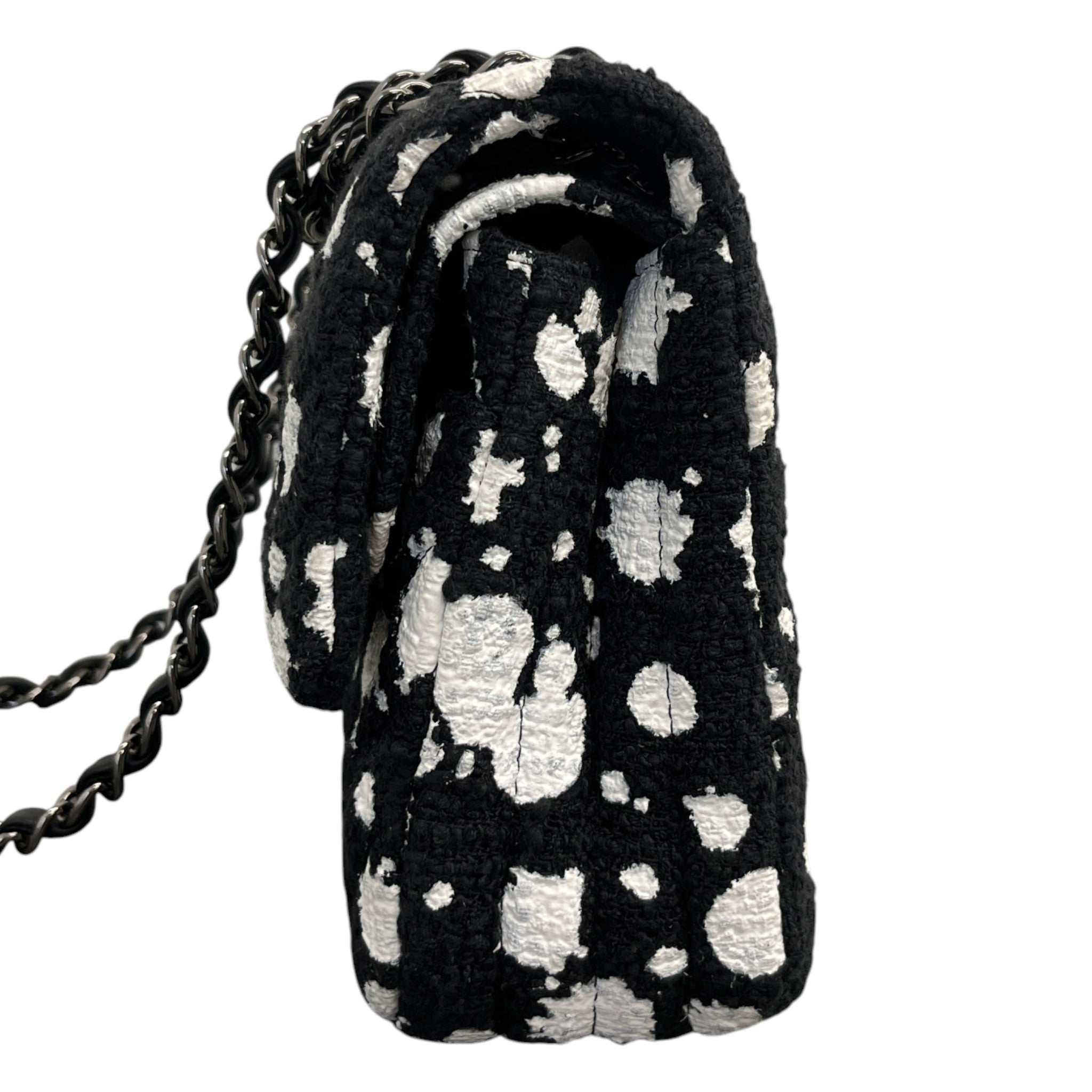Women's Medium Paint Splatter Flap Bag Black