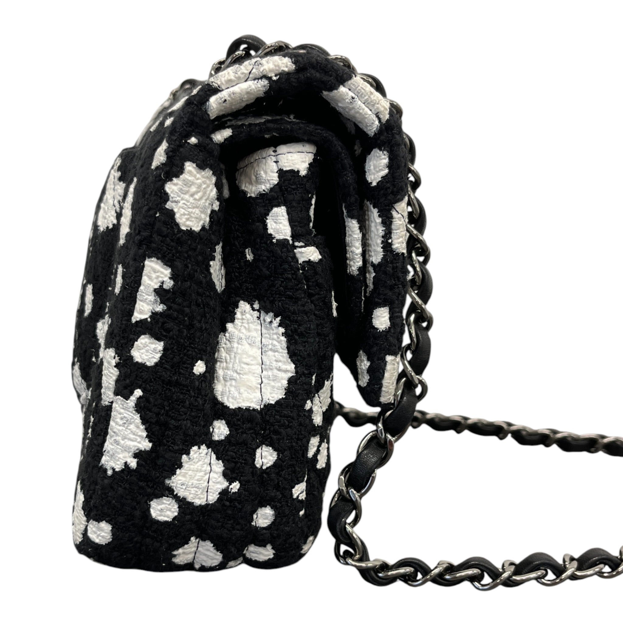 Women's Medium Paint Splatter Flap Bag Black