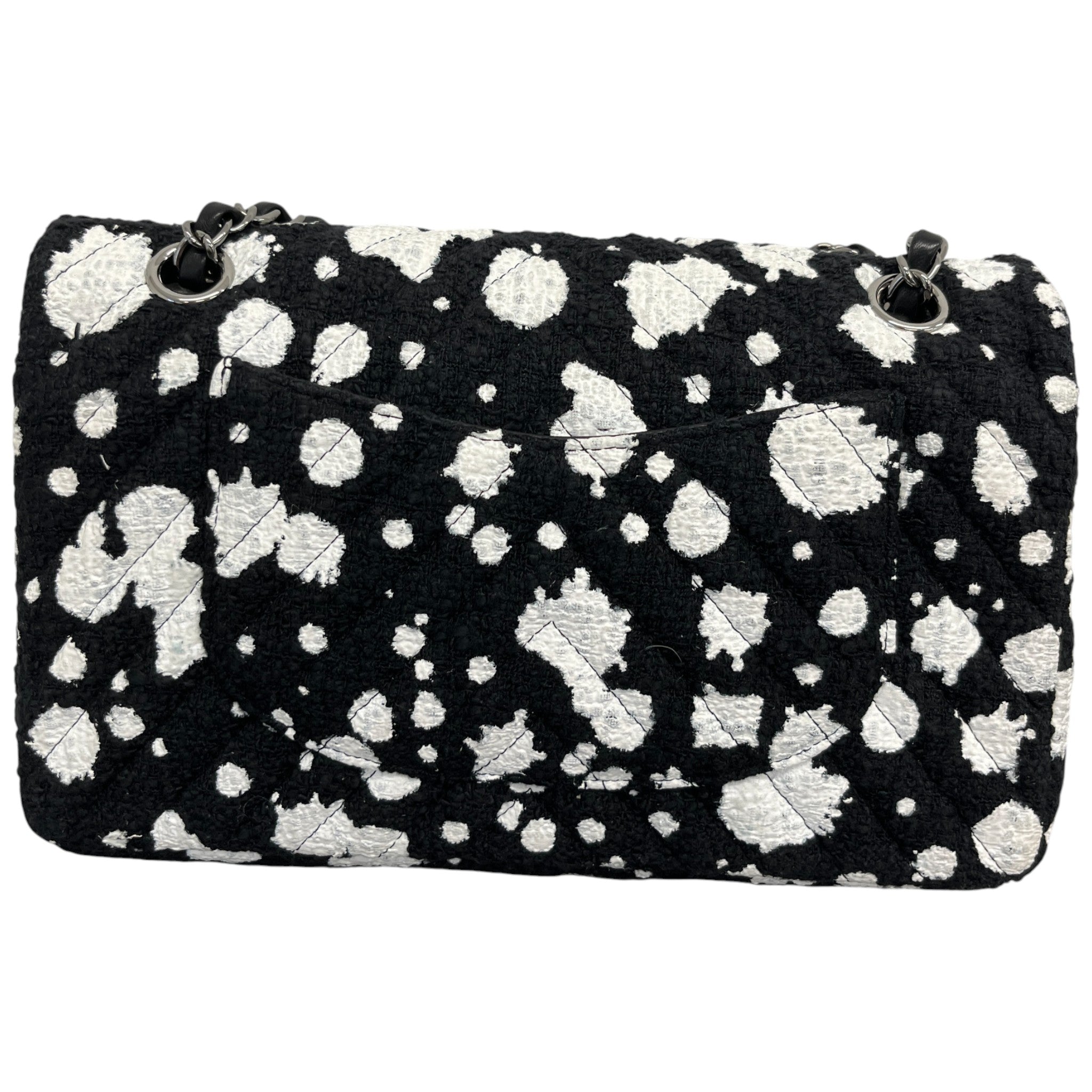 Women's Medium Paint Splatter Flap Bag Black