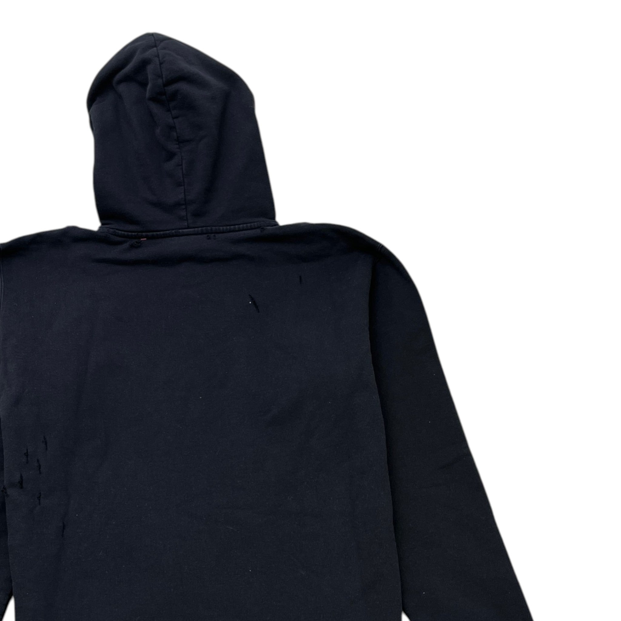 Men's Distressed Logo Print Hoodie Black Size XS