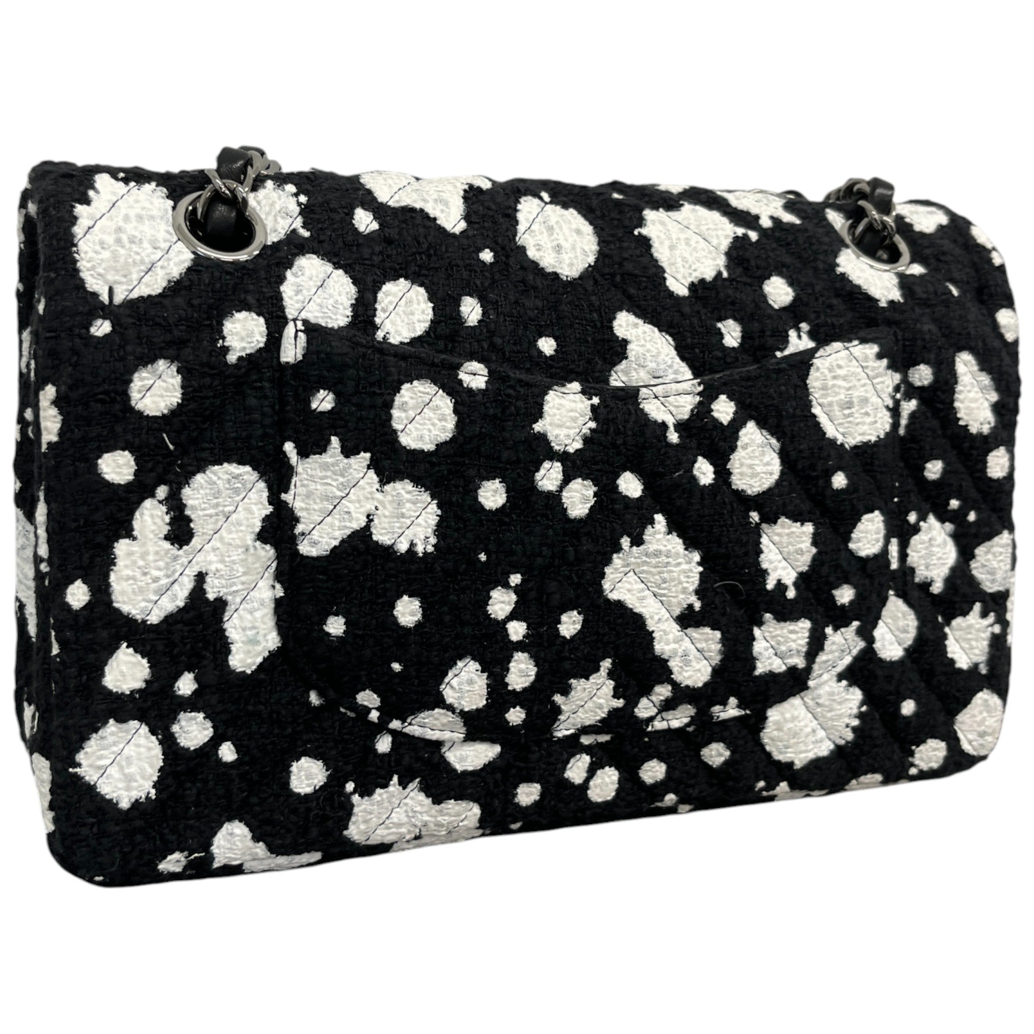 Women's Medium Paint Splatter Flap Bag Black