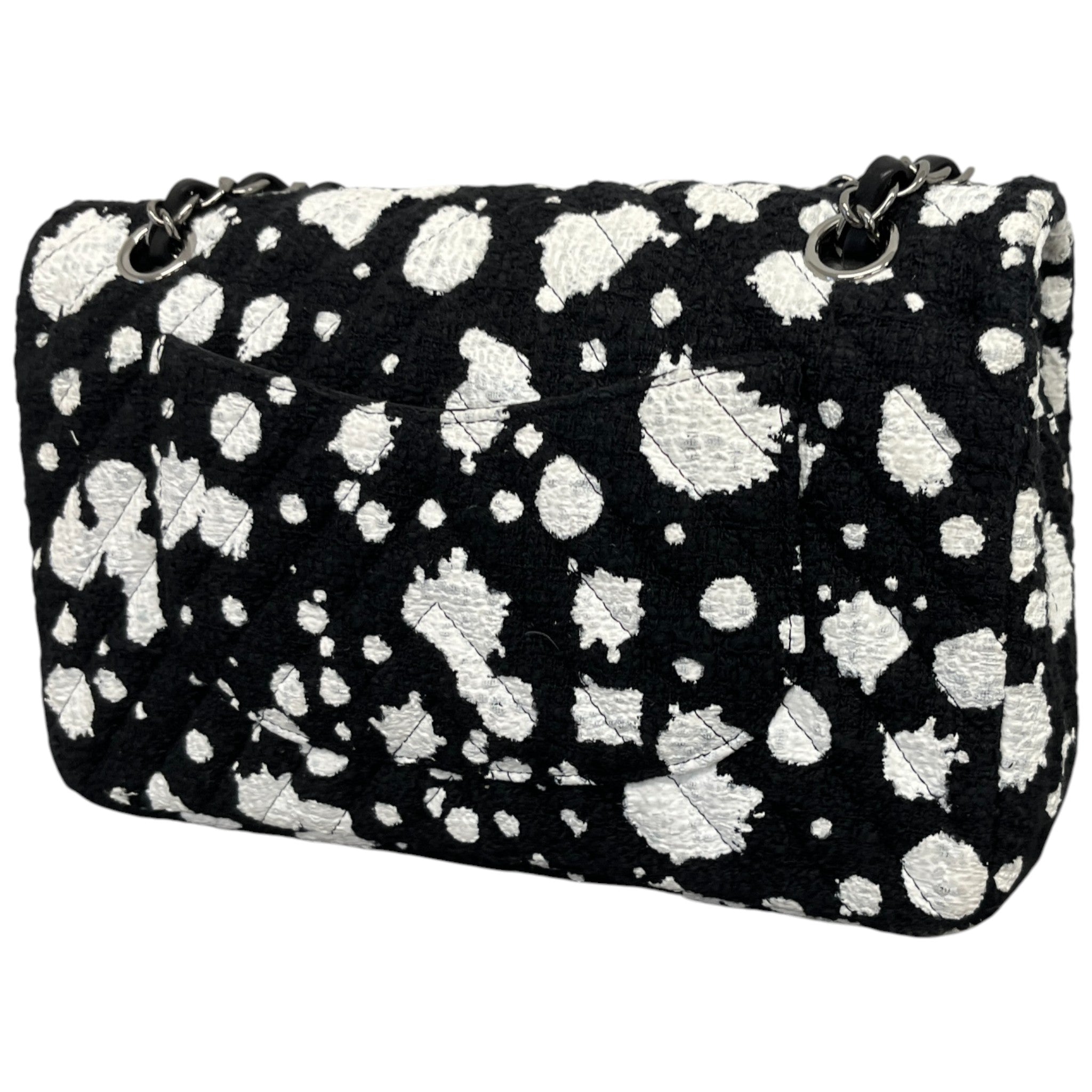 Women's Medium Paint Splatter Flap Bag Black