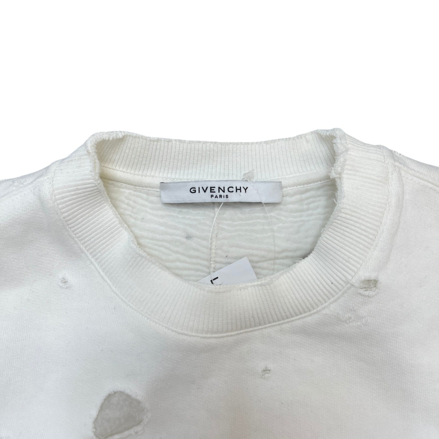 Men's Distressed Logo Print Sweatshirt White Size M