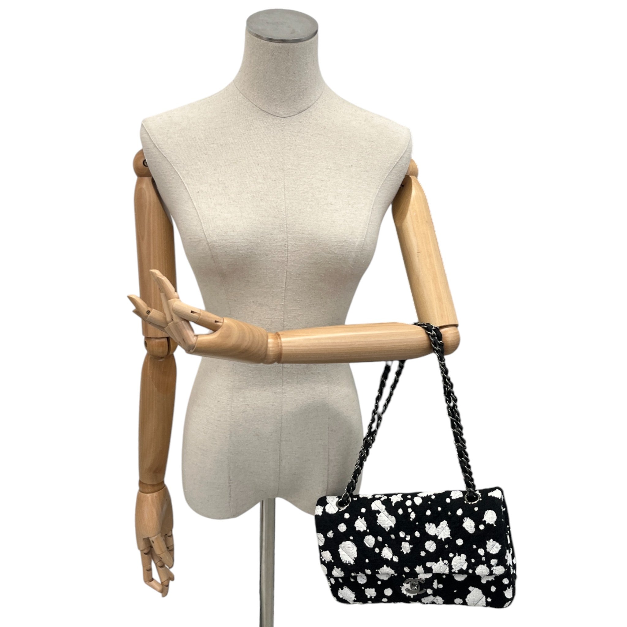 Women's Medium Paint Splatter Flap Bag Black