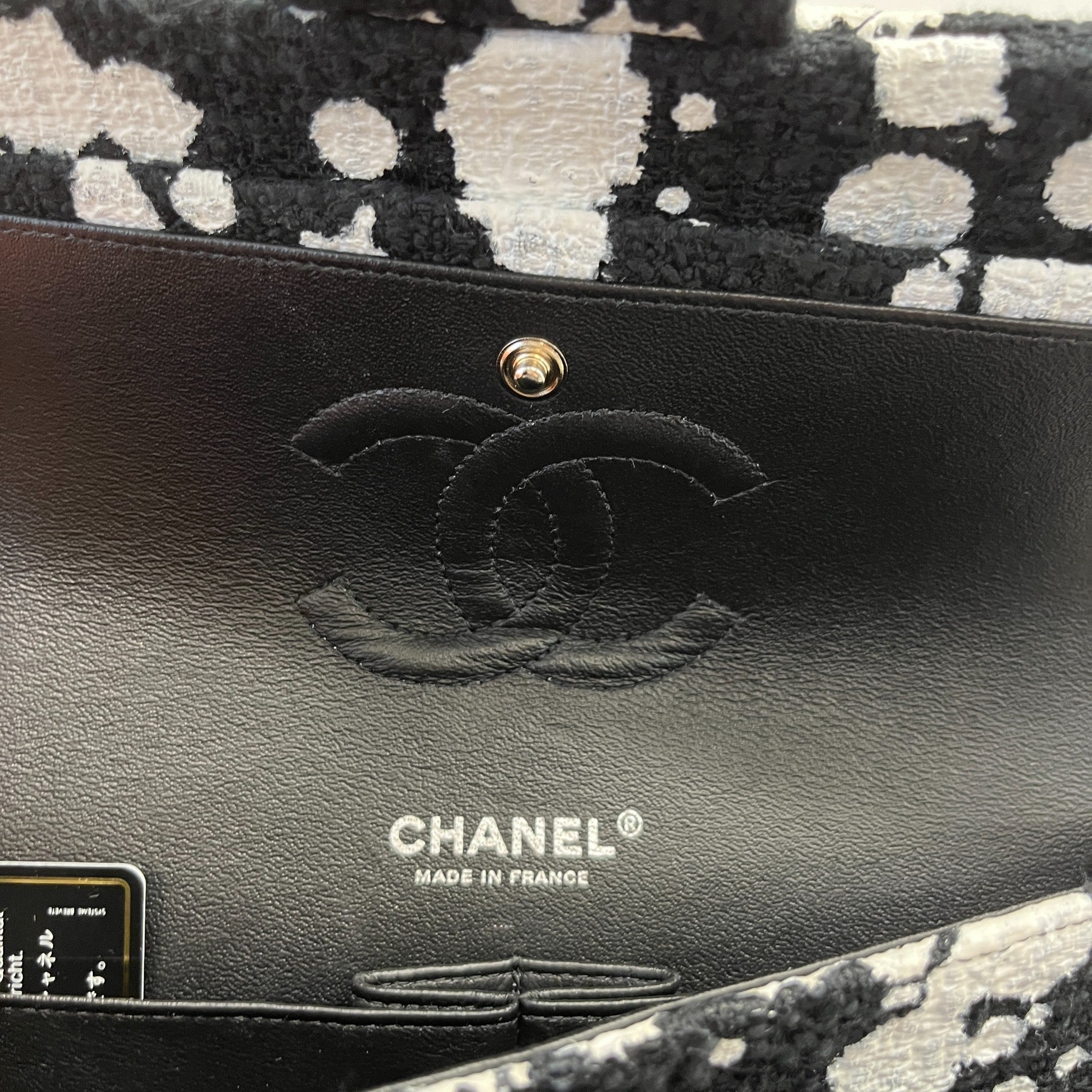 Women's Medium Paint Splatter Flap Bag Black