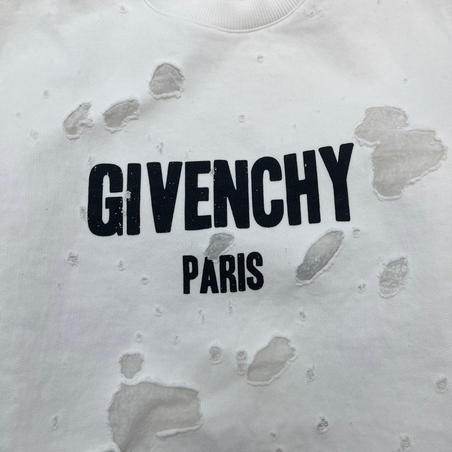 Men's Distressed Logo Print Sweatshirt White Size M