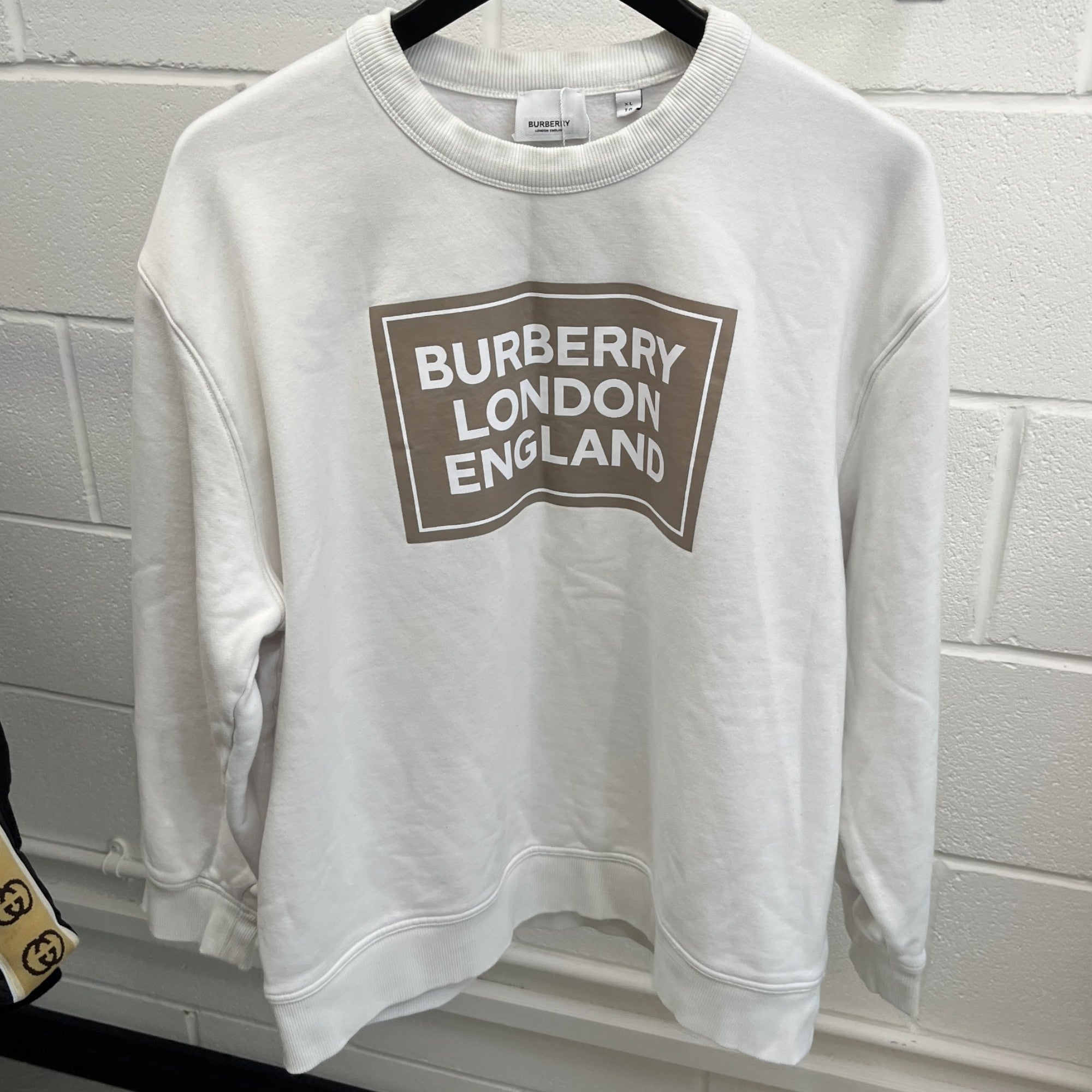 Men's Logo Print Sweatshirt White Size XL