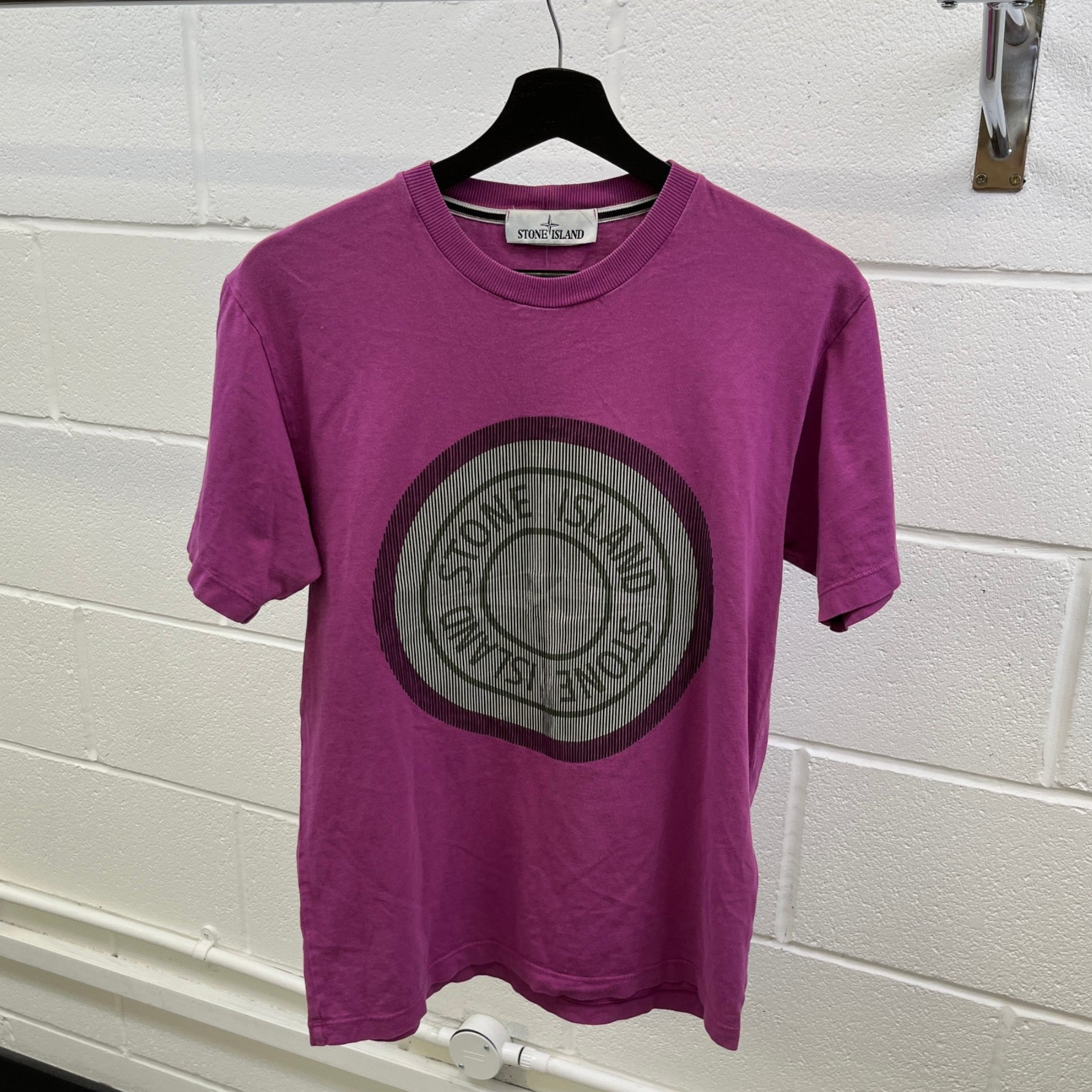Men's Compass Logo Print T-Shirt Purple Size S