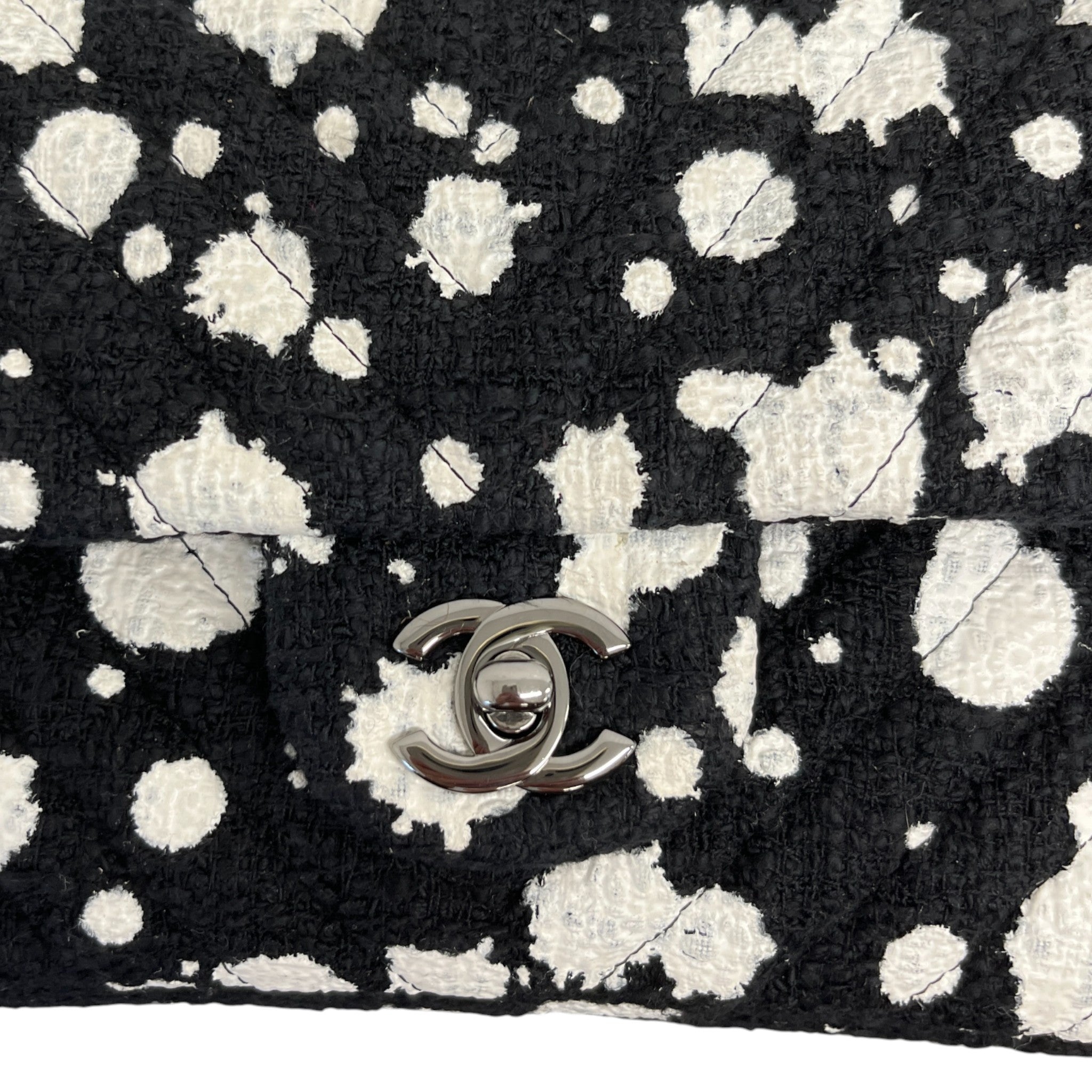 Women's Medium Paint Splatter Flap Bag Black