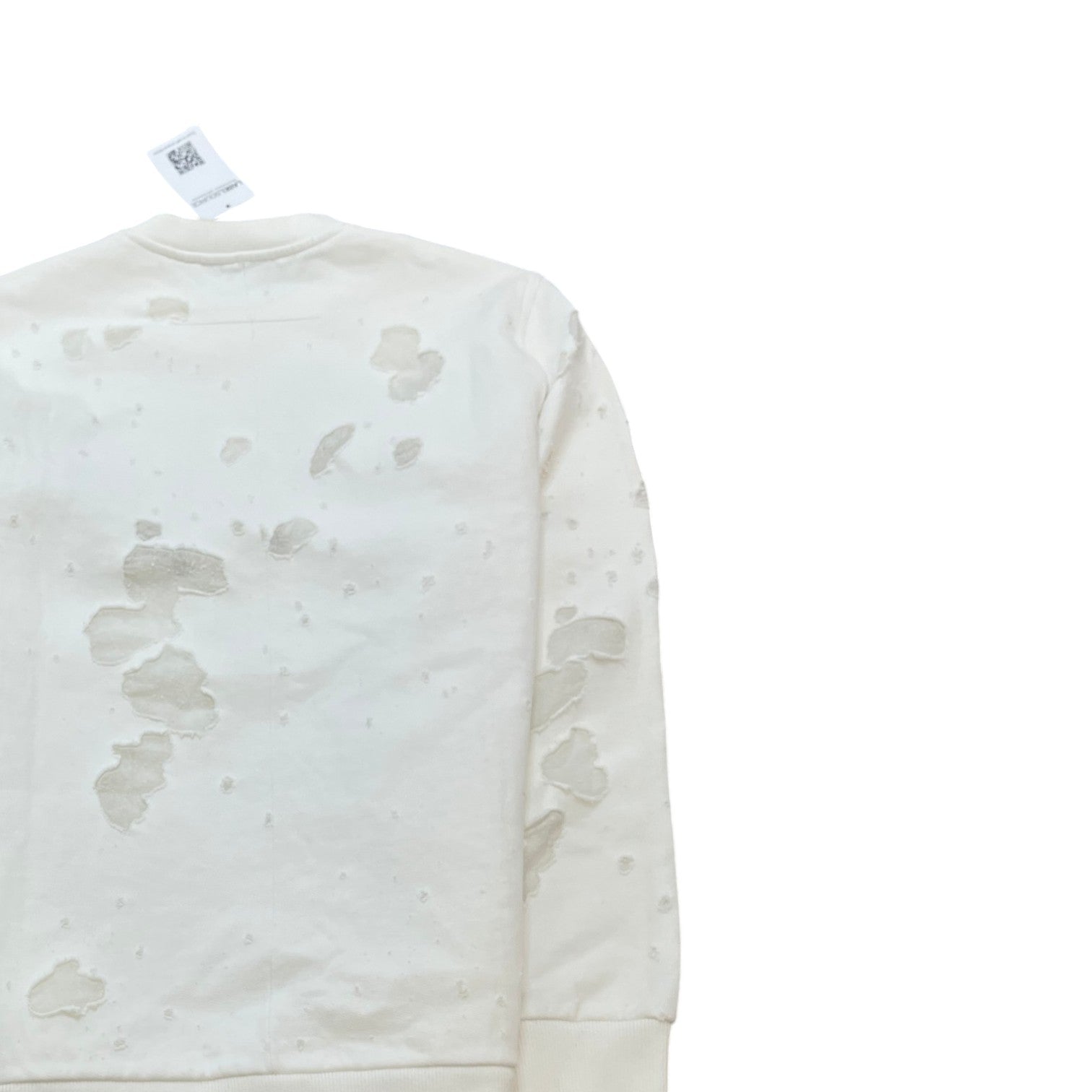 Men's Distressed Logo Print Sweatshirt White Size M