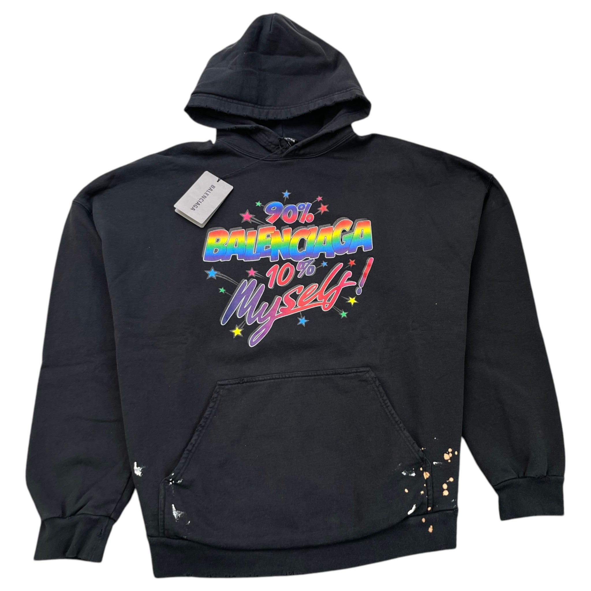 90/10 Logo Print Hoodie Black Size M