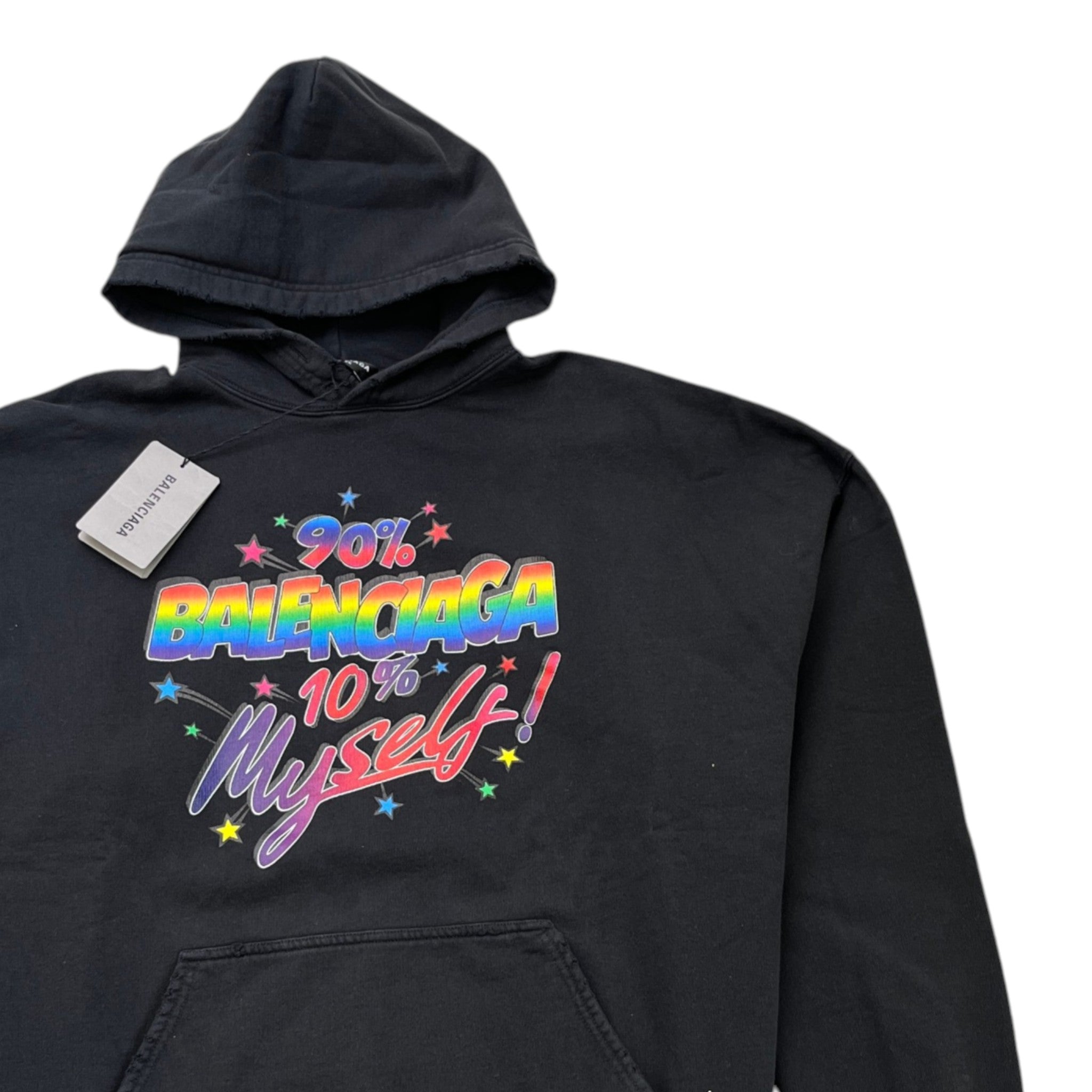 90/10 Logo Print Hoodie Black Size M