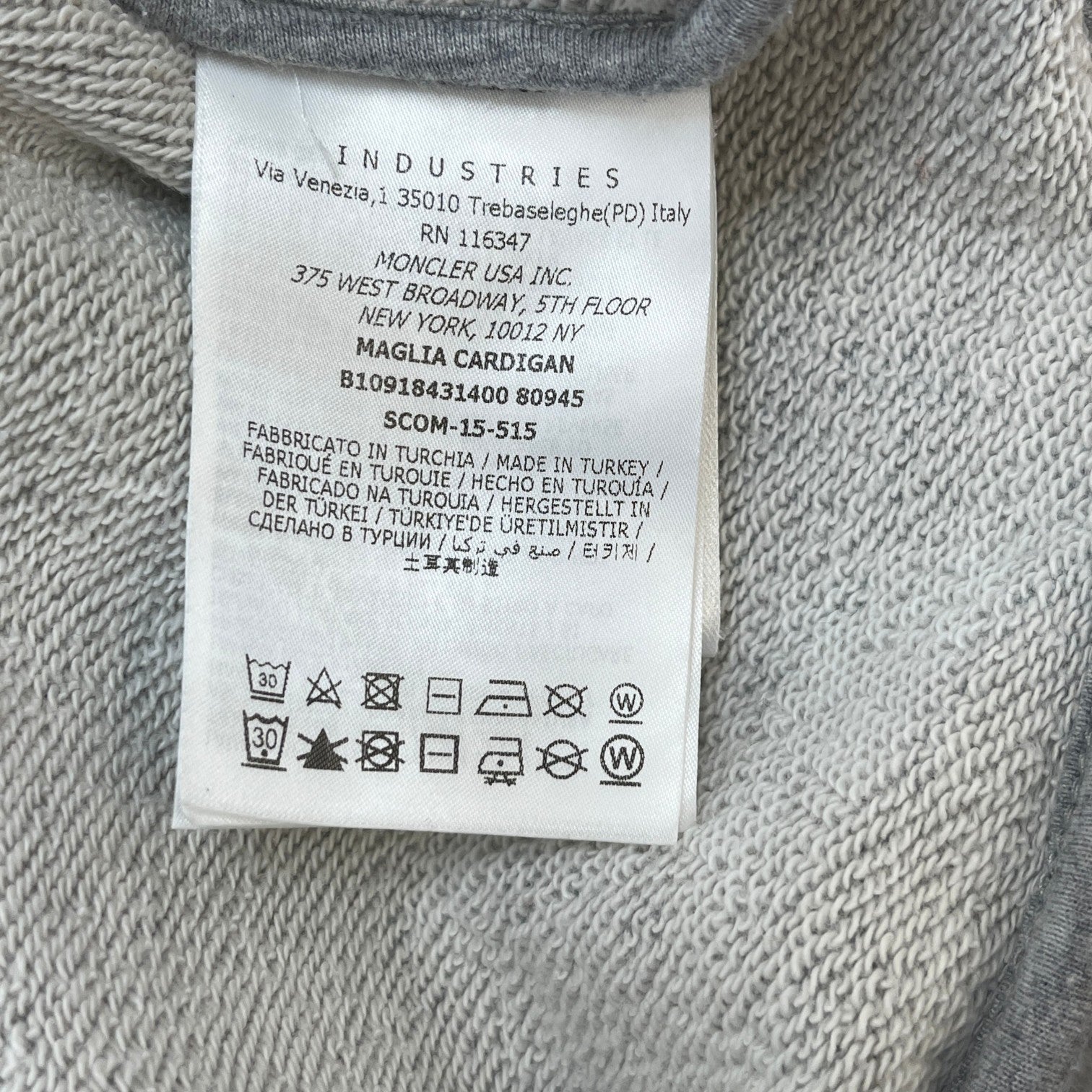 Men's Maglia Cardigan Track Jacket Grey Size XL