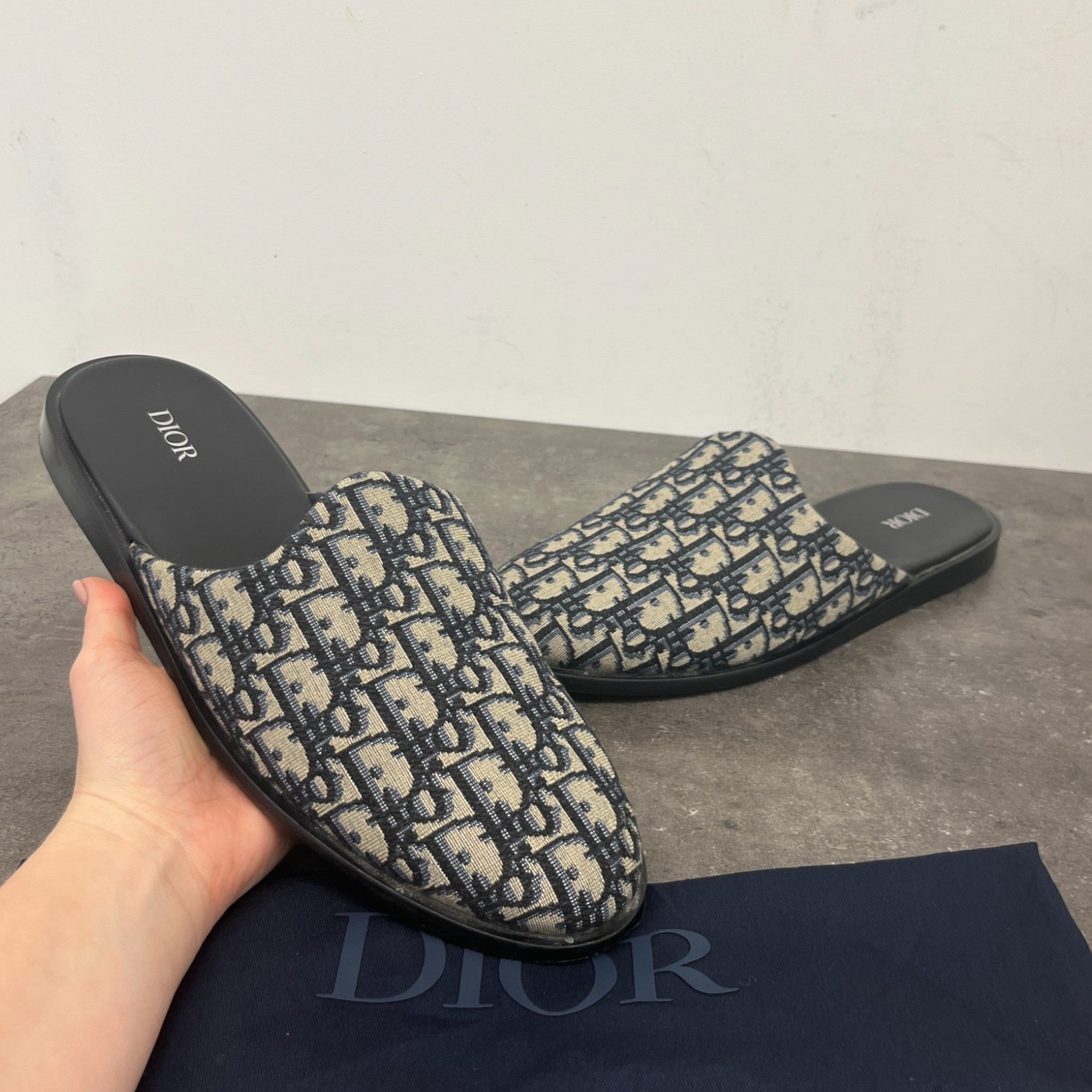 Men's Oblique Mules Black Size EU 44 / UK 10