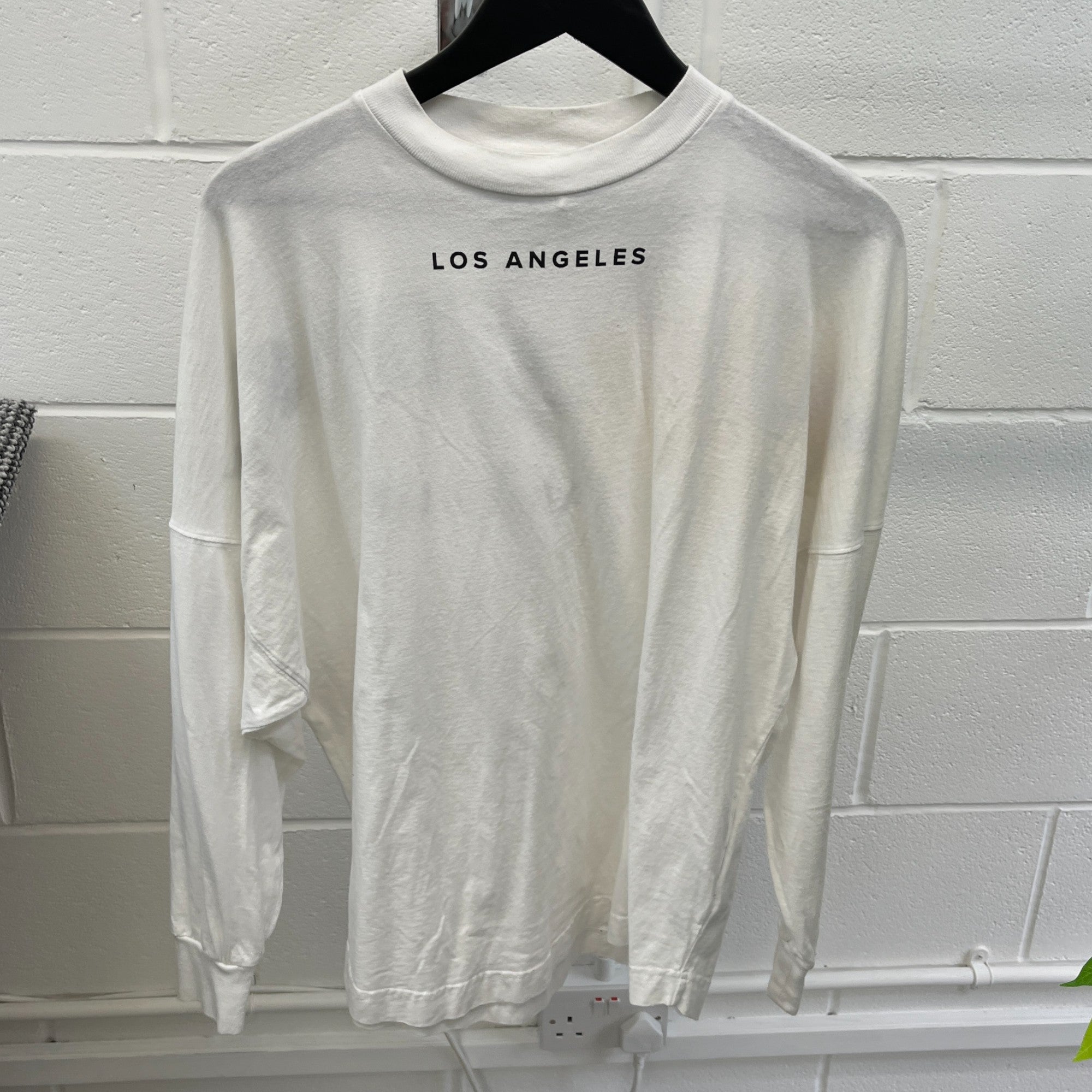 Men's Graffiti Logo Long Sleeve T-Shirt White Size S