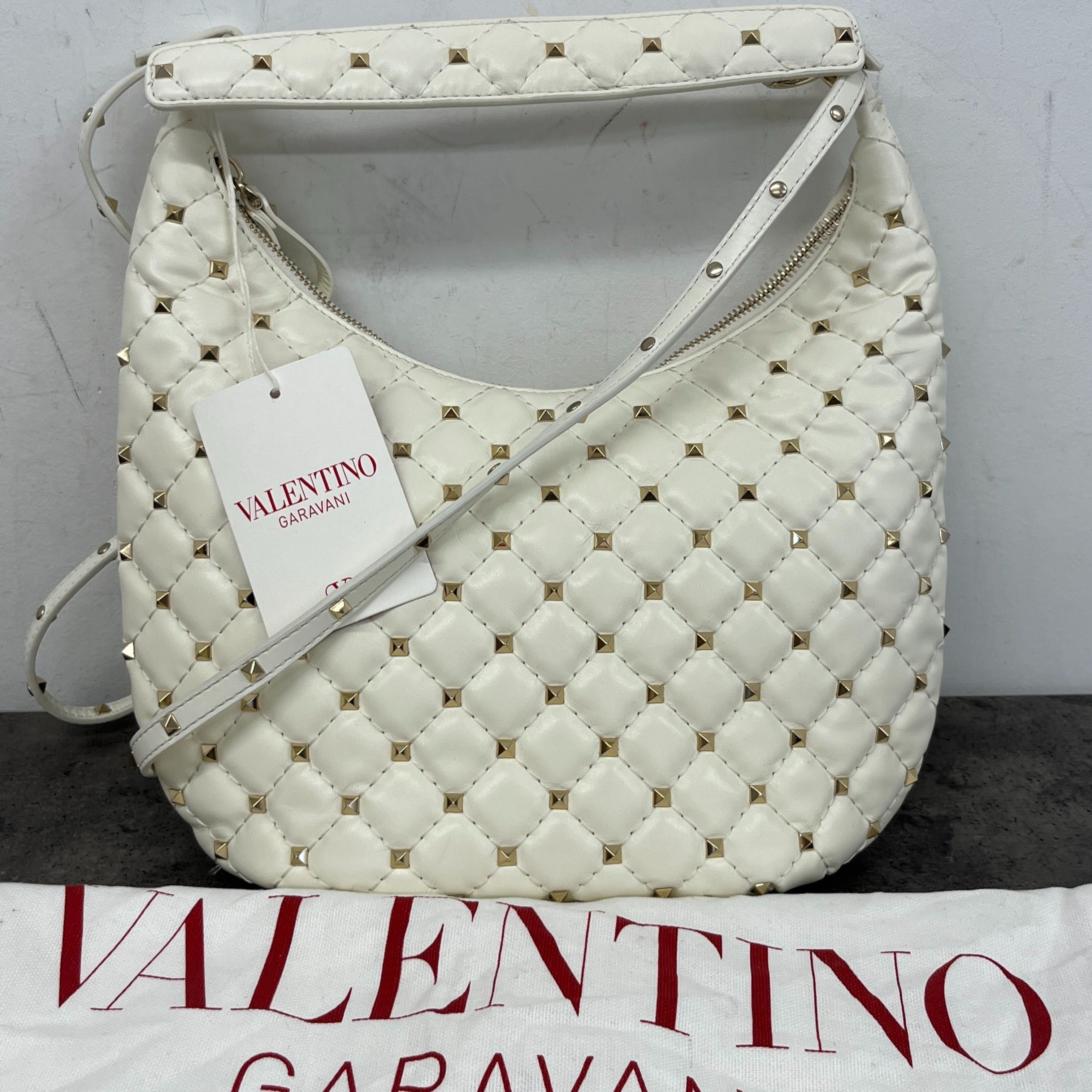 Women's 2010S Rockstud Spike Shoulder Bag White