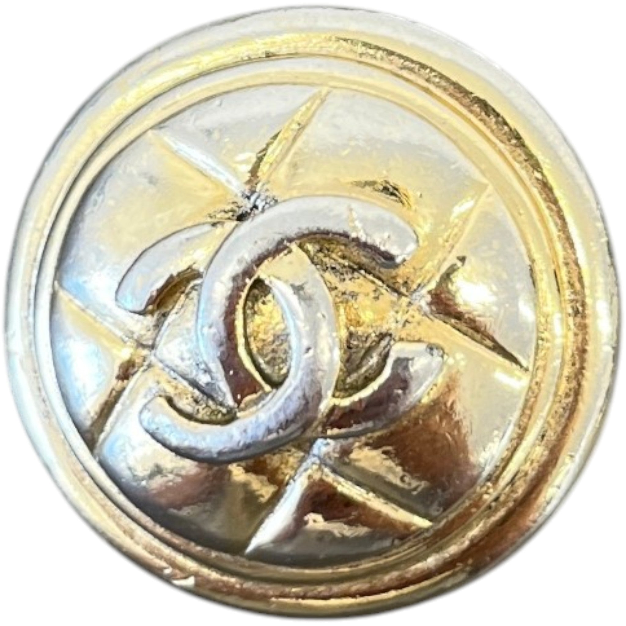 Women's Clip On Cc Logo Button Earrings Gold