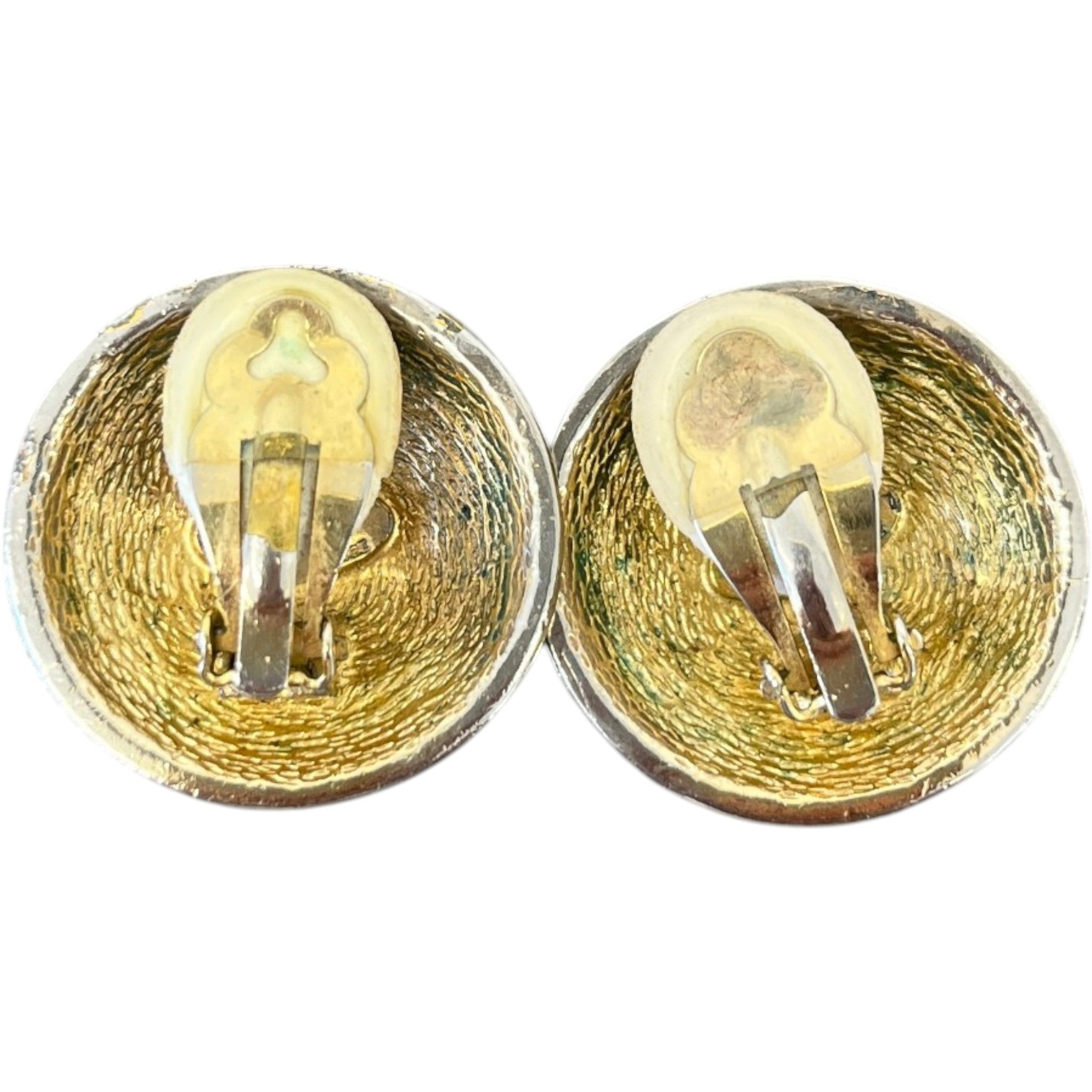 Women's Clip On Cc Logo Button Earrings Gold