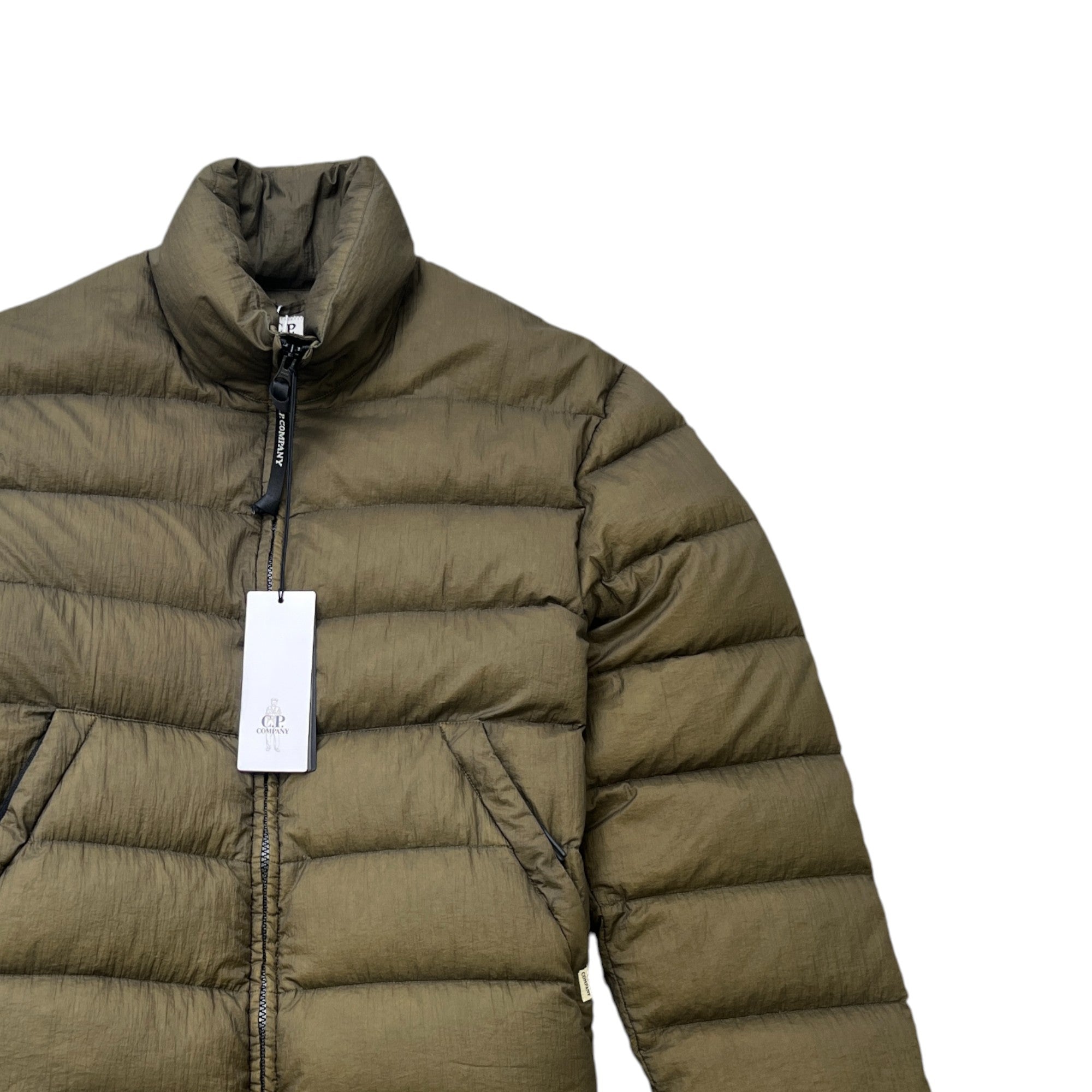 Men's Embroidered Logo Shell Down Jacket Khaki Size IT 46 / S