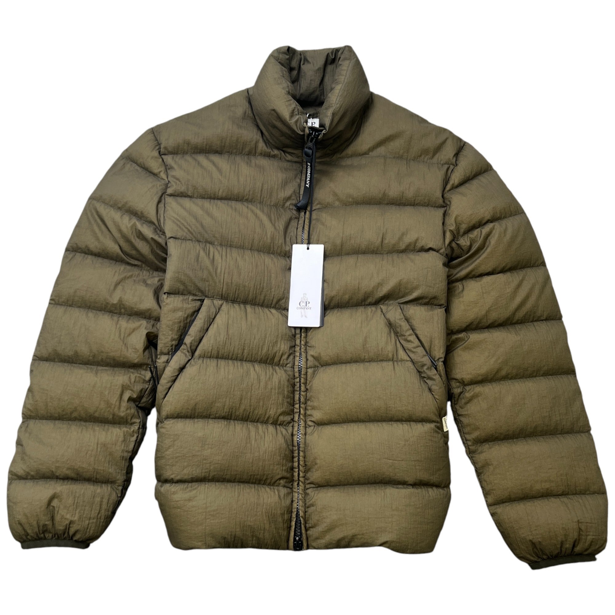 Men's Embroidered Logo Shell Down Jacket Khaki Size IT 46 / S