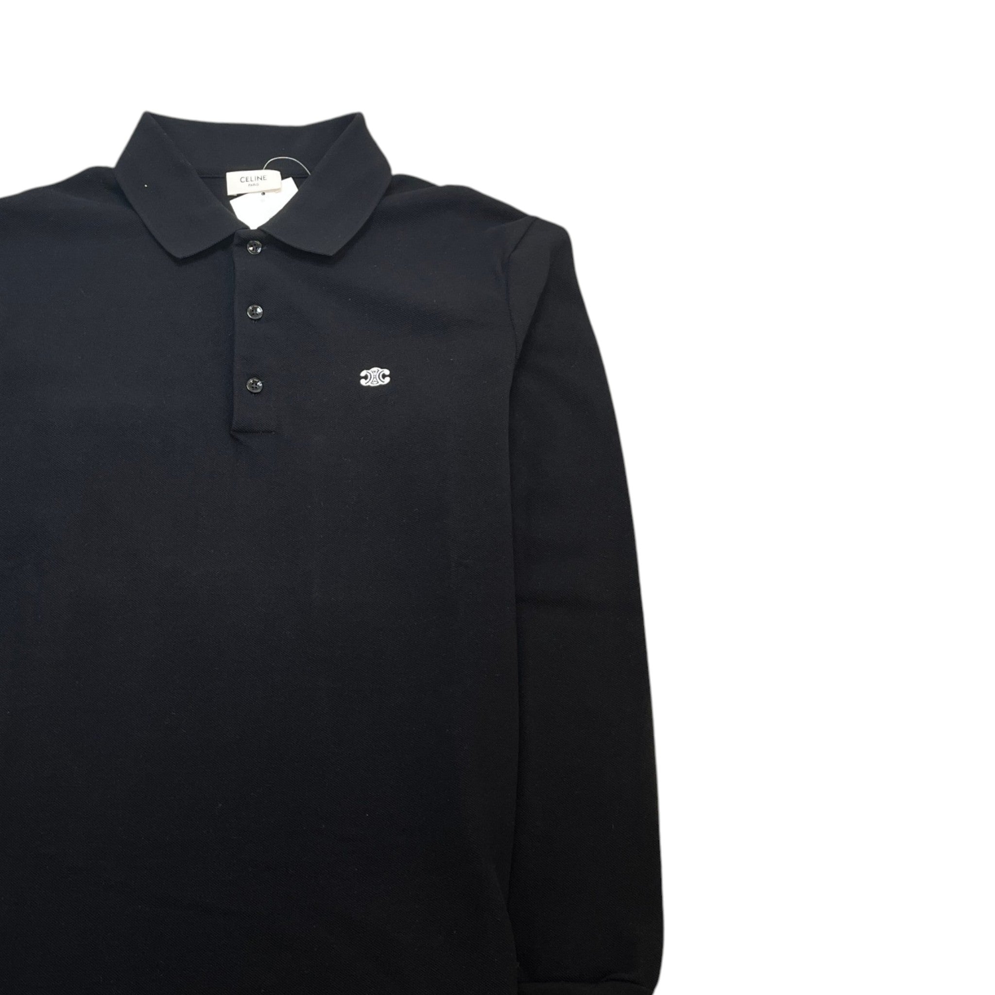 Men's Embroidered Logo Polo Shirt Black Size XS