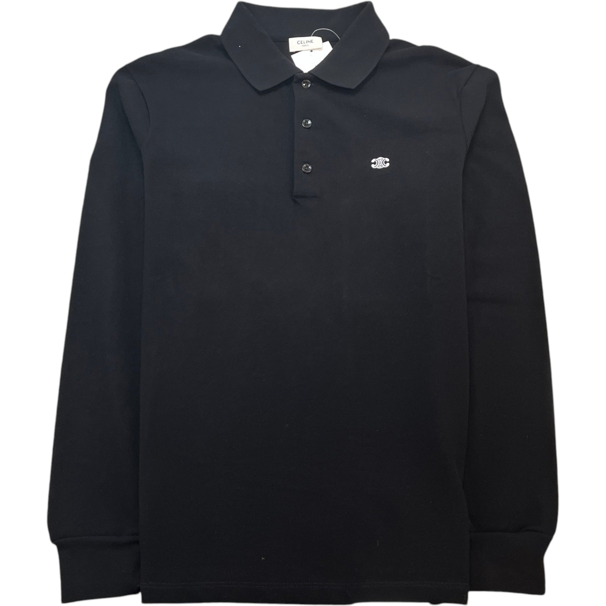 Men's Embroidered Logo Polo Shirt Black Size XS