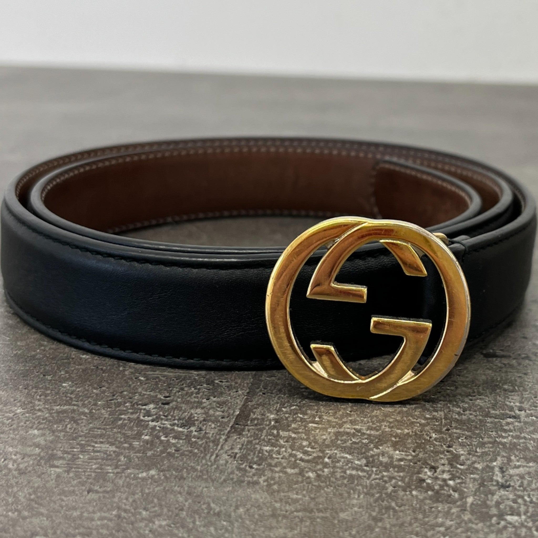 Women's Interlocking G Belt Black Size 85CM / UK 10