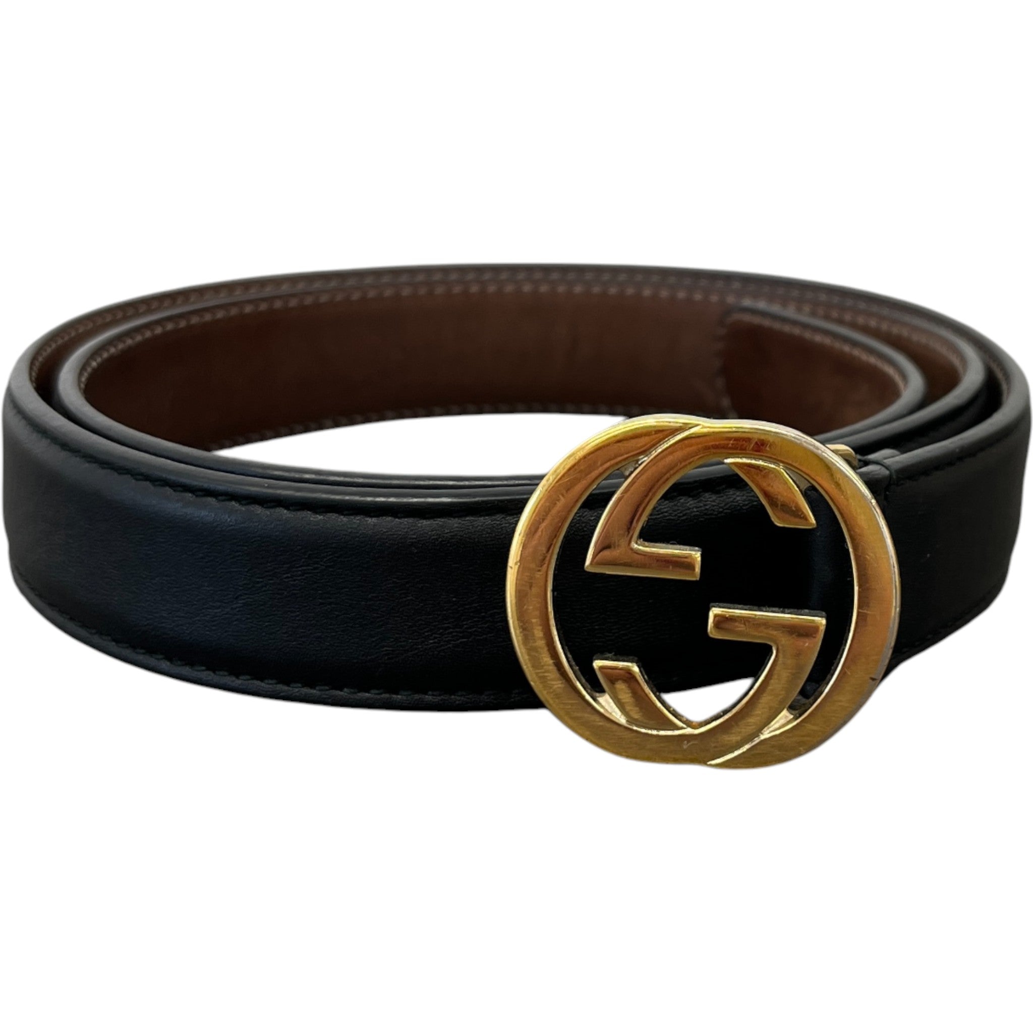 Women's Interlocking G Belt Black Size 85CM / UK 10