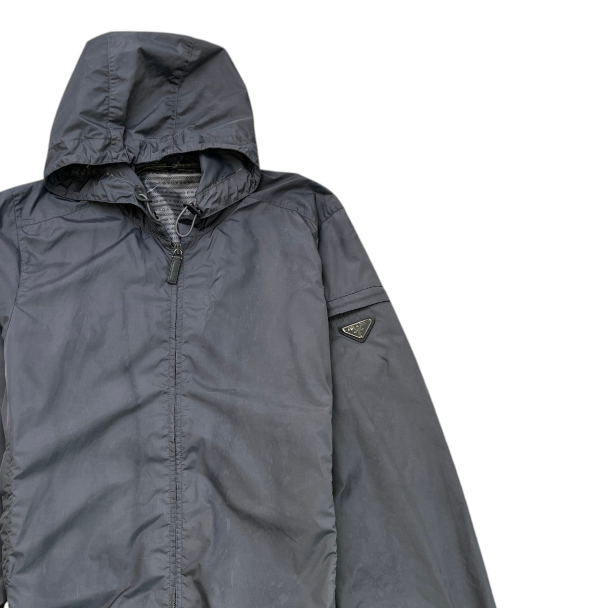 Men's Plaque Logo Windbreaker Grey Size S