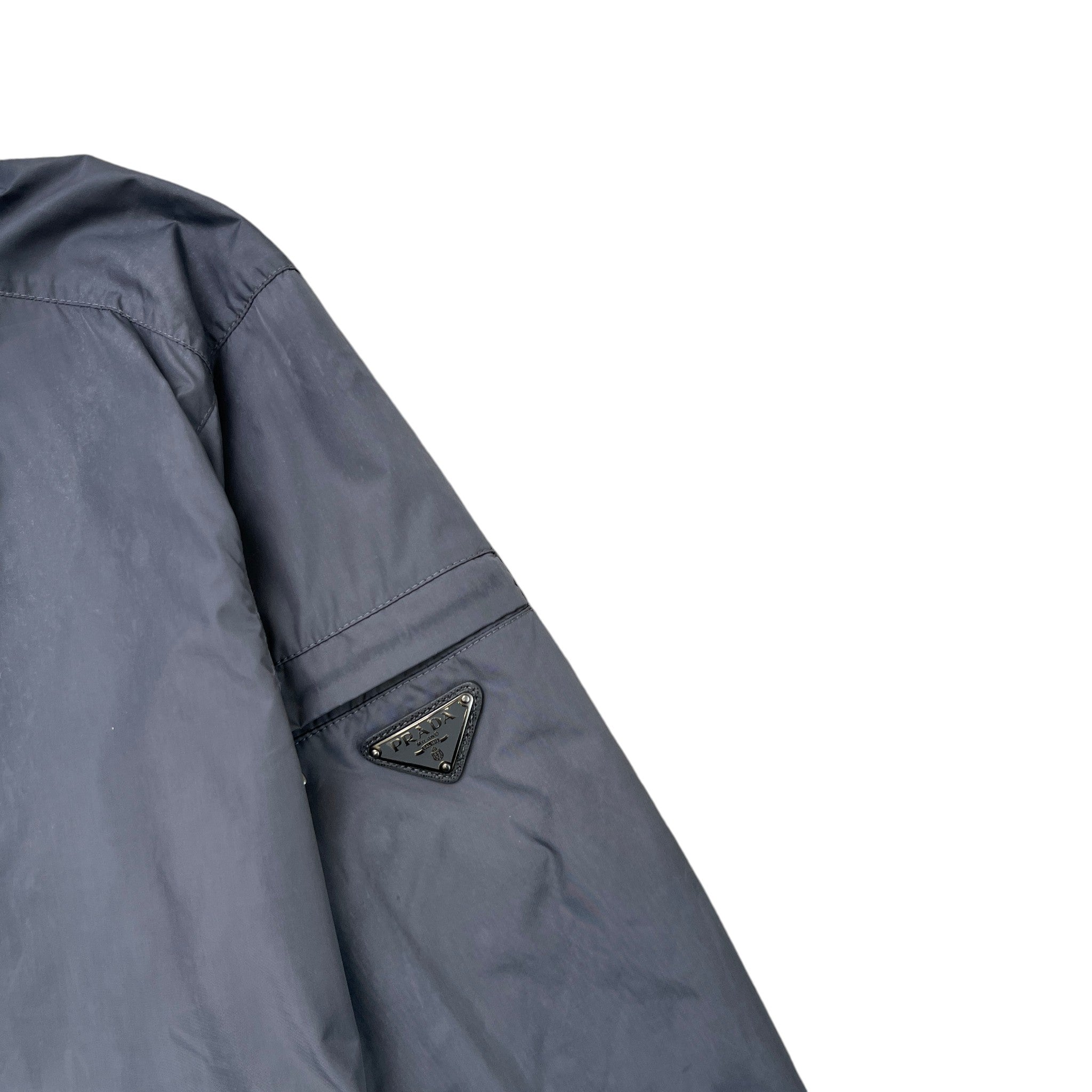 Men's Plaque Logo Windbreaker Grey Size S