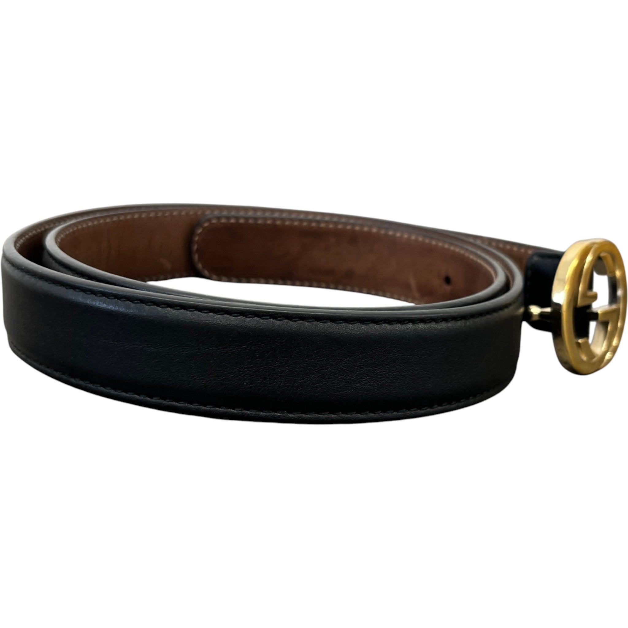 Women's Interlocking G Belt Black Size 85CM / UK 10