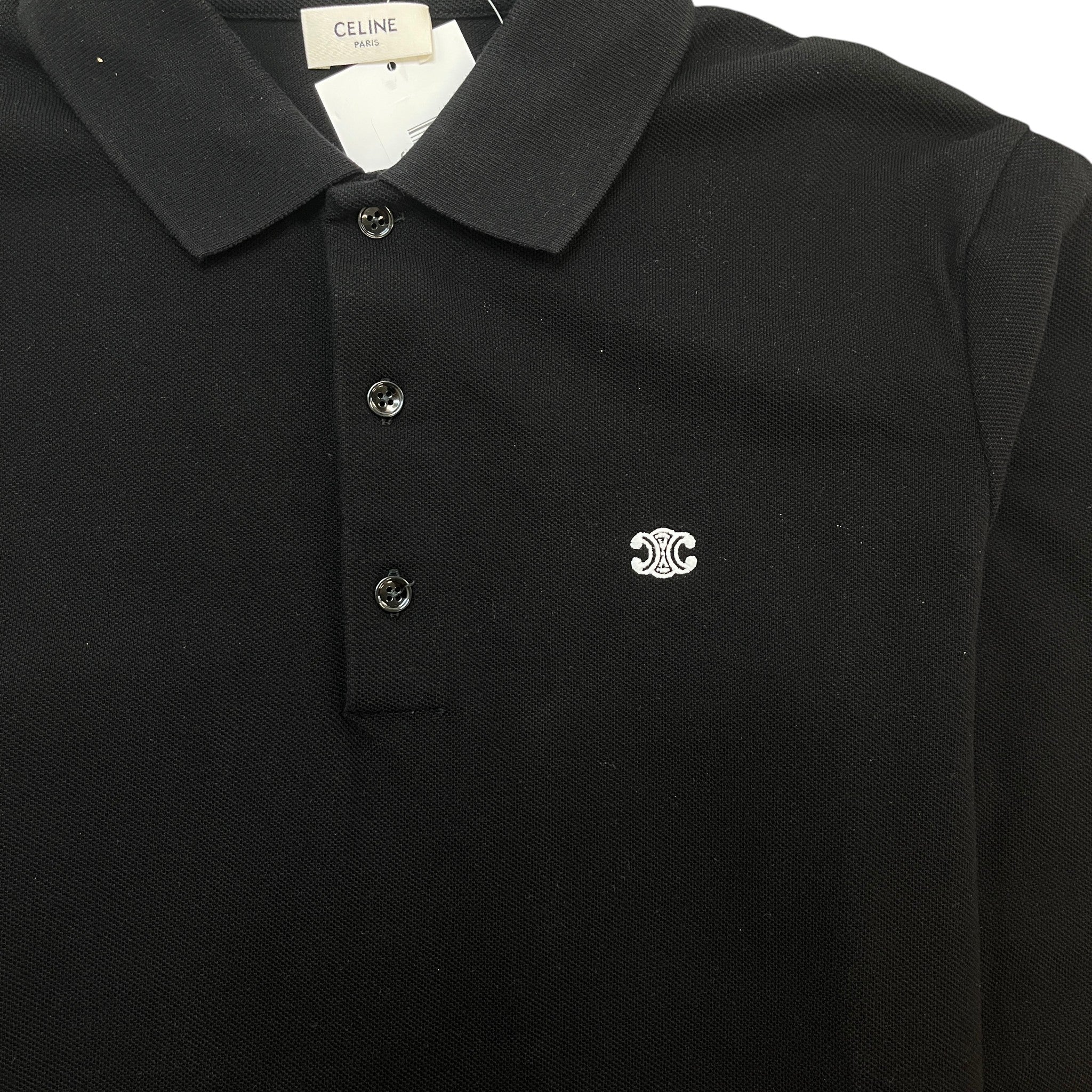 Men's Embroidered Logo Polo Shirt Black Size XS