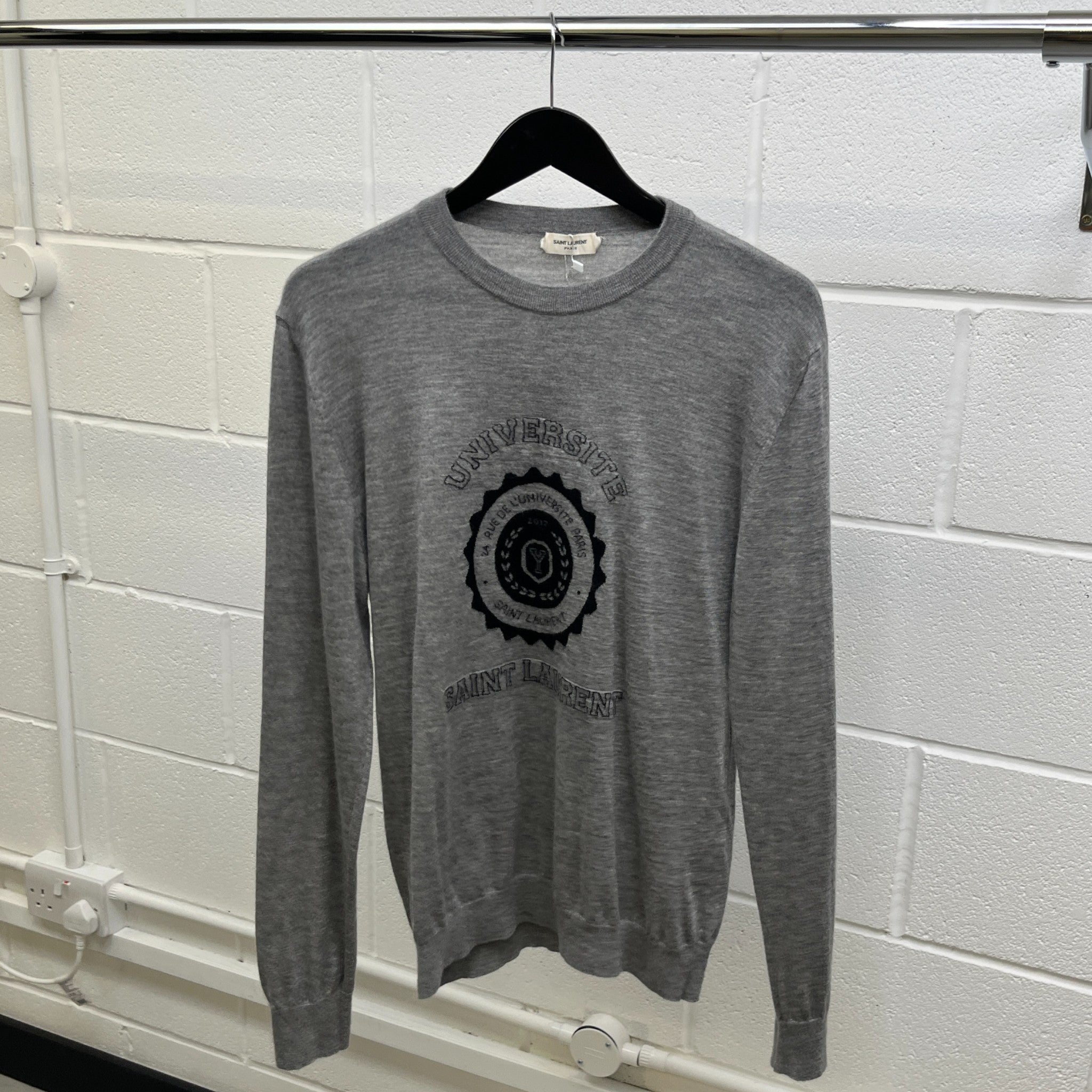 Men's Cashmere University Jumper Grey Size M
