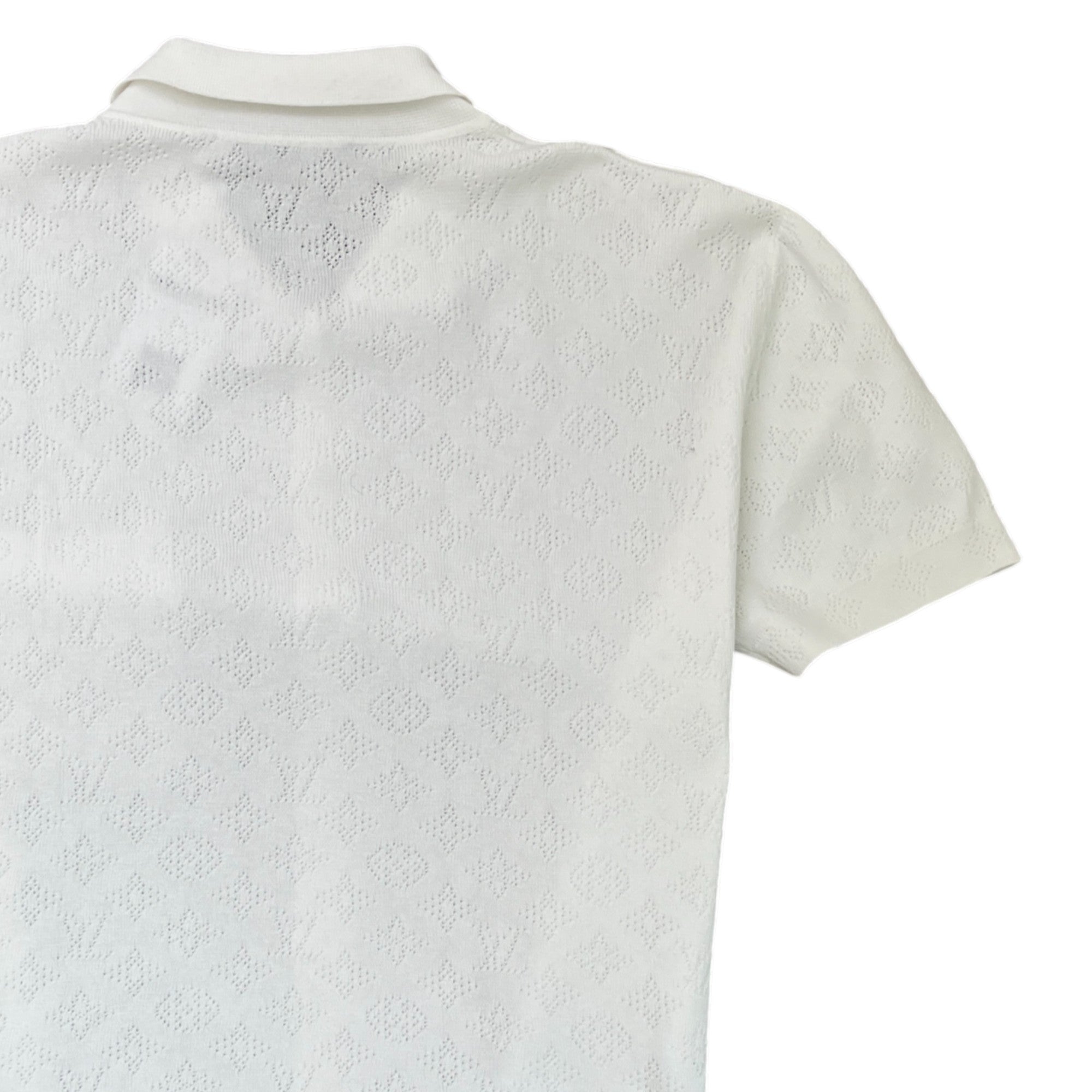 Men's Monogram Pointelle Short Sleeve Shirt White Size M