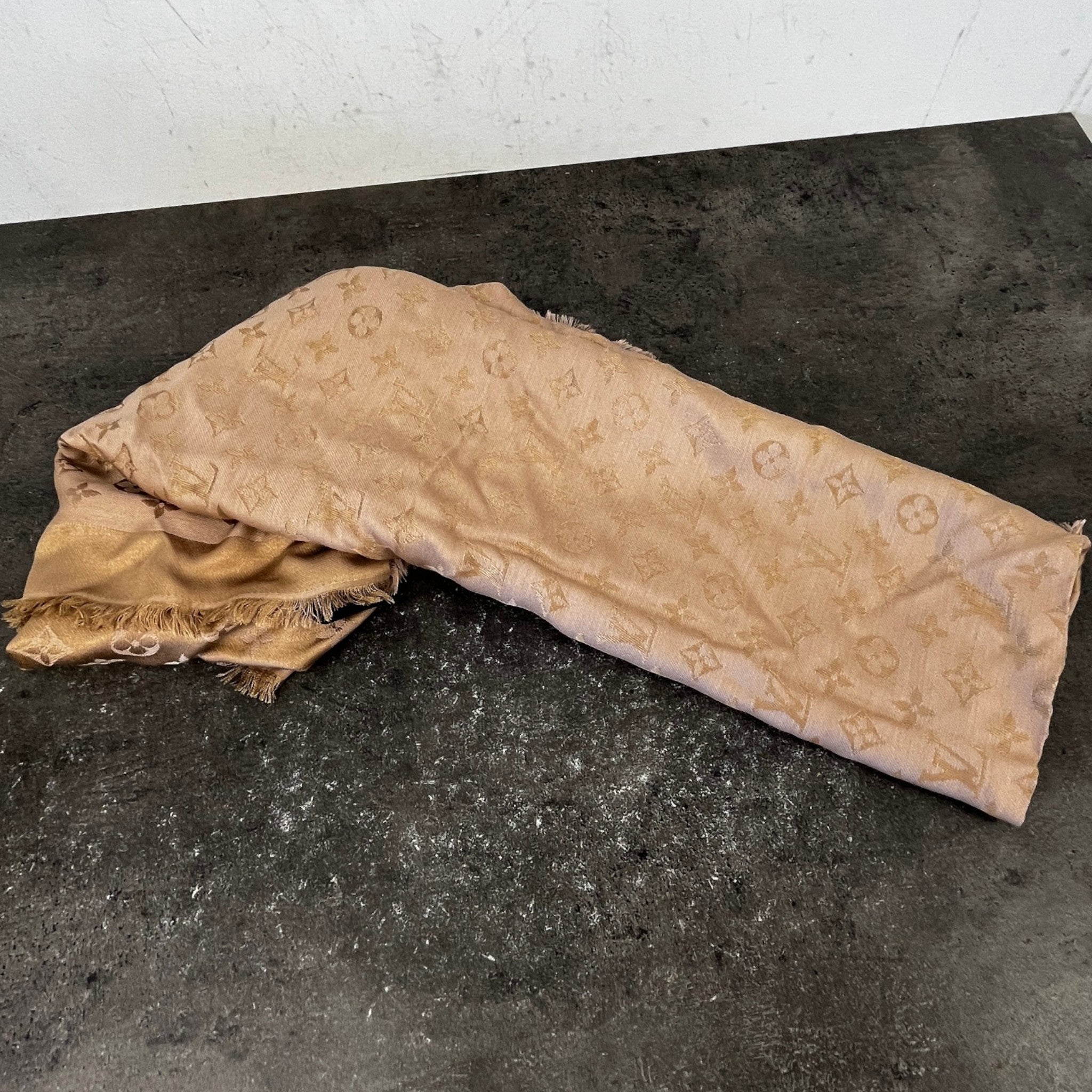 Women's Monogram Shine Shawl Scarf Nude